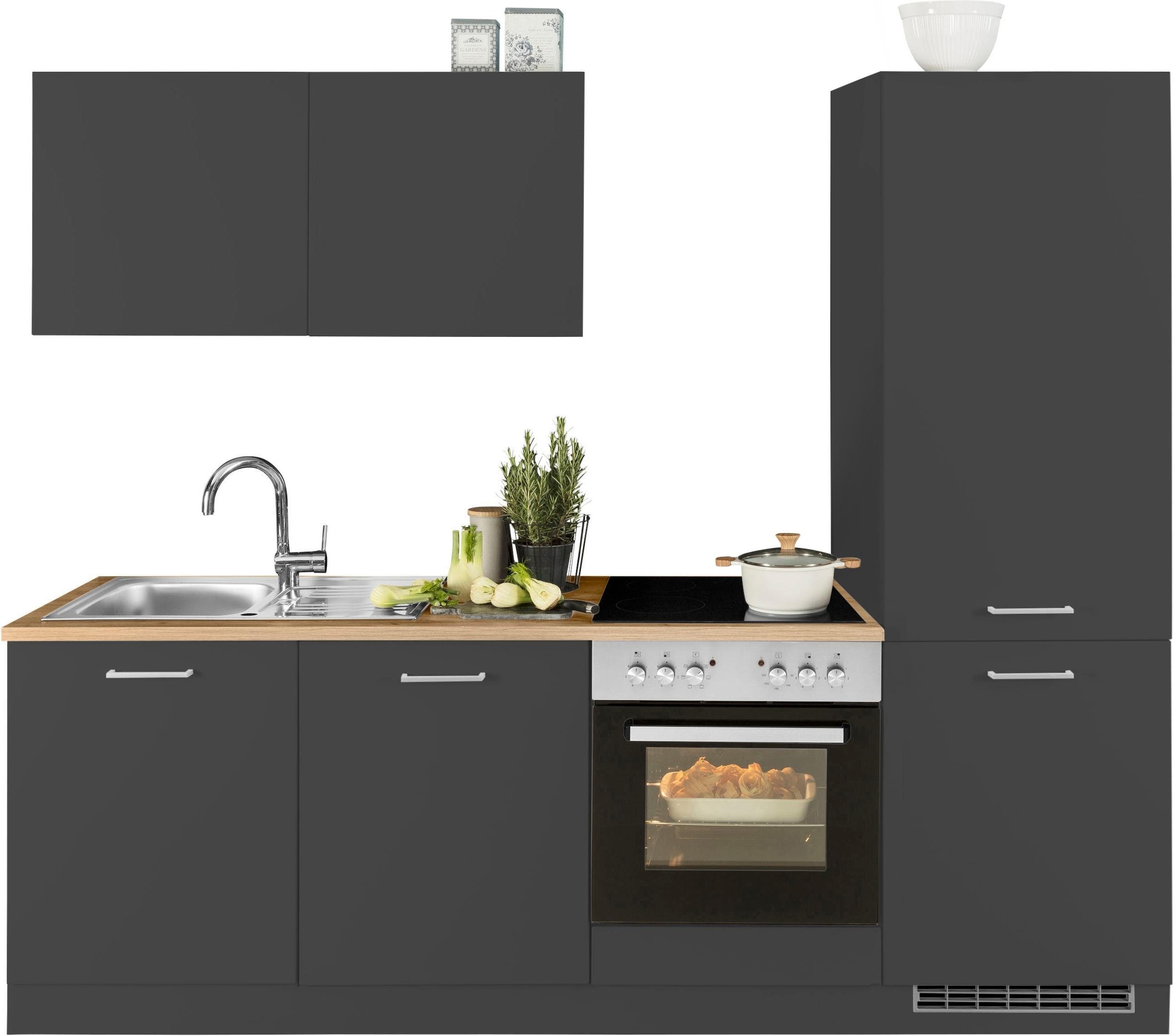 Küchenzeile »Kehl«, ohne E-Geräte, 240cm, für Kühl/Gefrierkombination und Geschirrspüler
