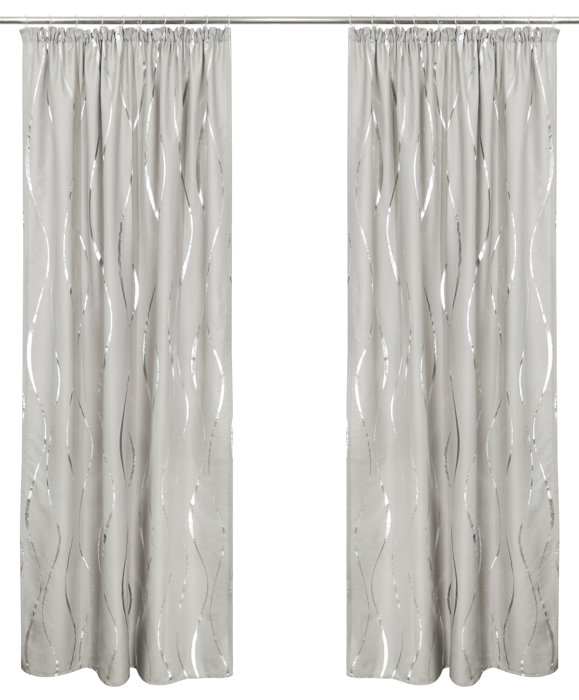 OTTO home Gardine »Quinnton« Kräuselband 2 Stk. tlg. Metallic‑Akzenten, Kräuselband, schöner Stoff, mittelleicht