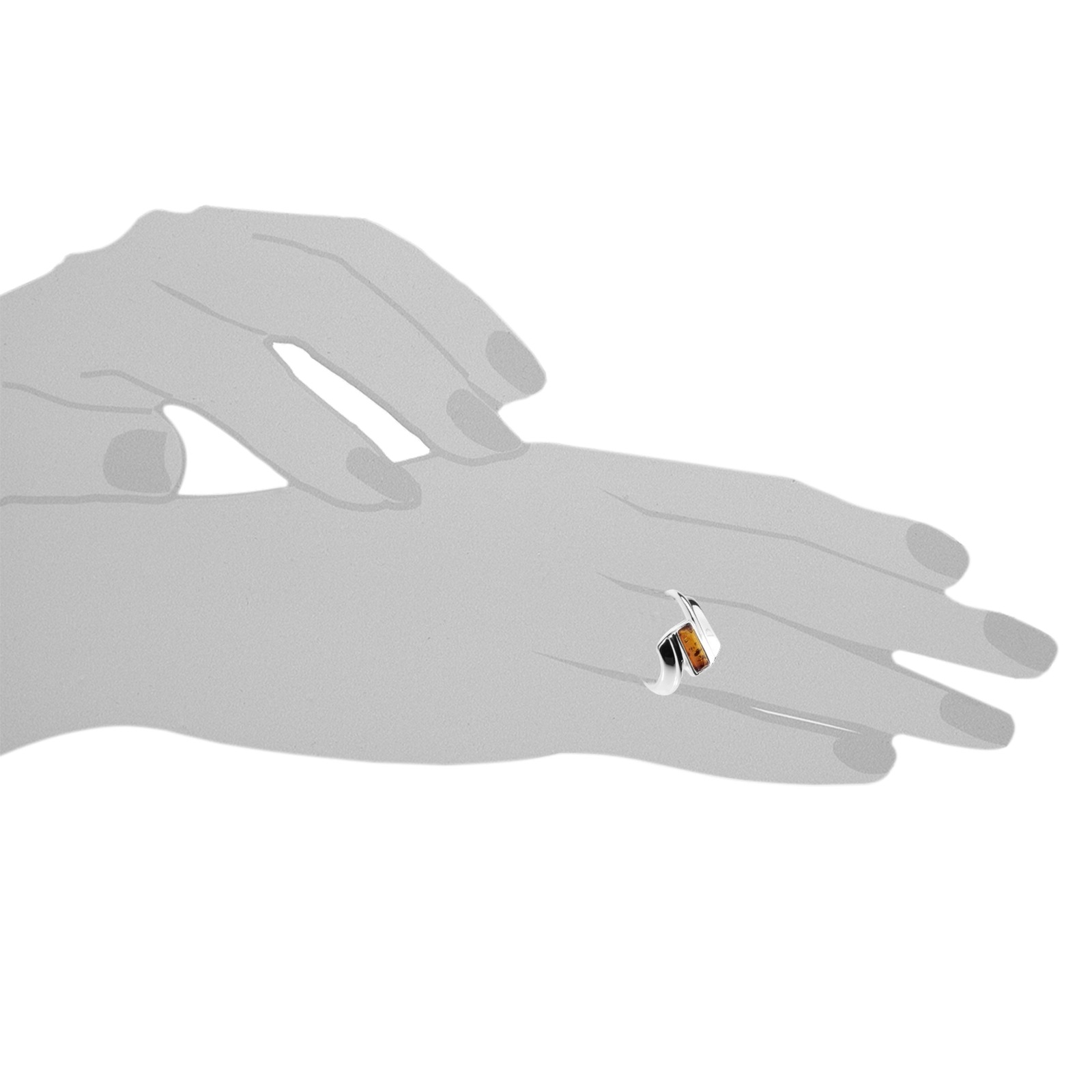 OSTSEE-SCHMUCK Fingerring »- Karo - Silber 925/000 - Bernstein«