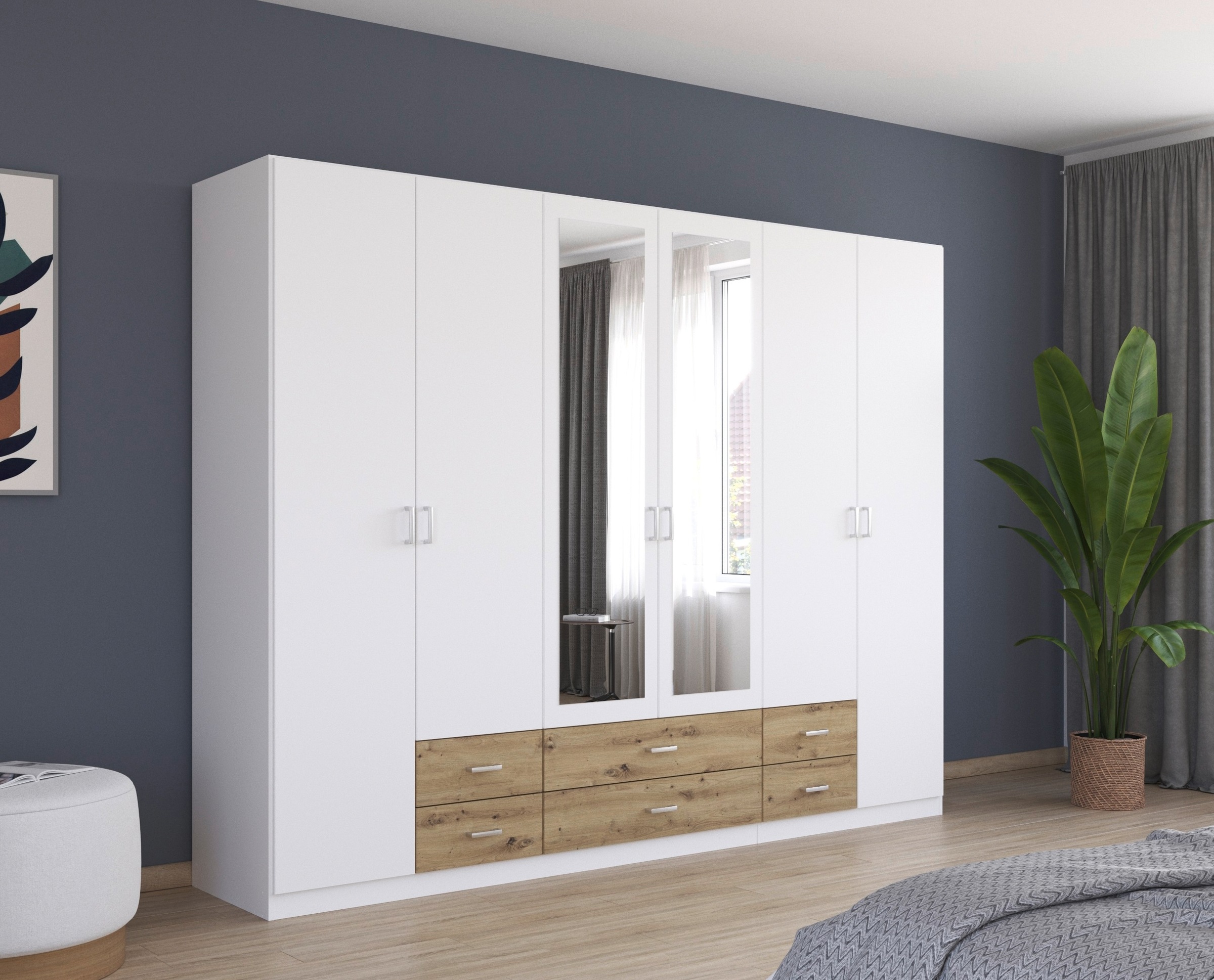 rauch Kleiderschrank »Schrank Garderobe Wäscheschrank GAMMA in 3 Breiten«, viel Stauraum mit 6 Schubladen, mit Spiegel TOPSELLER MADE IN GERMANY