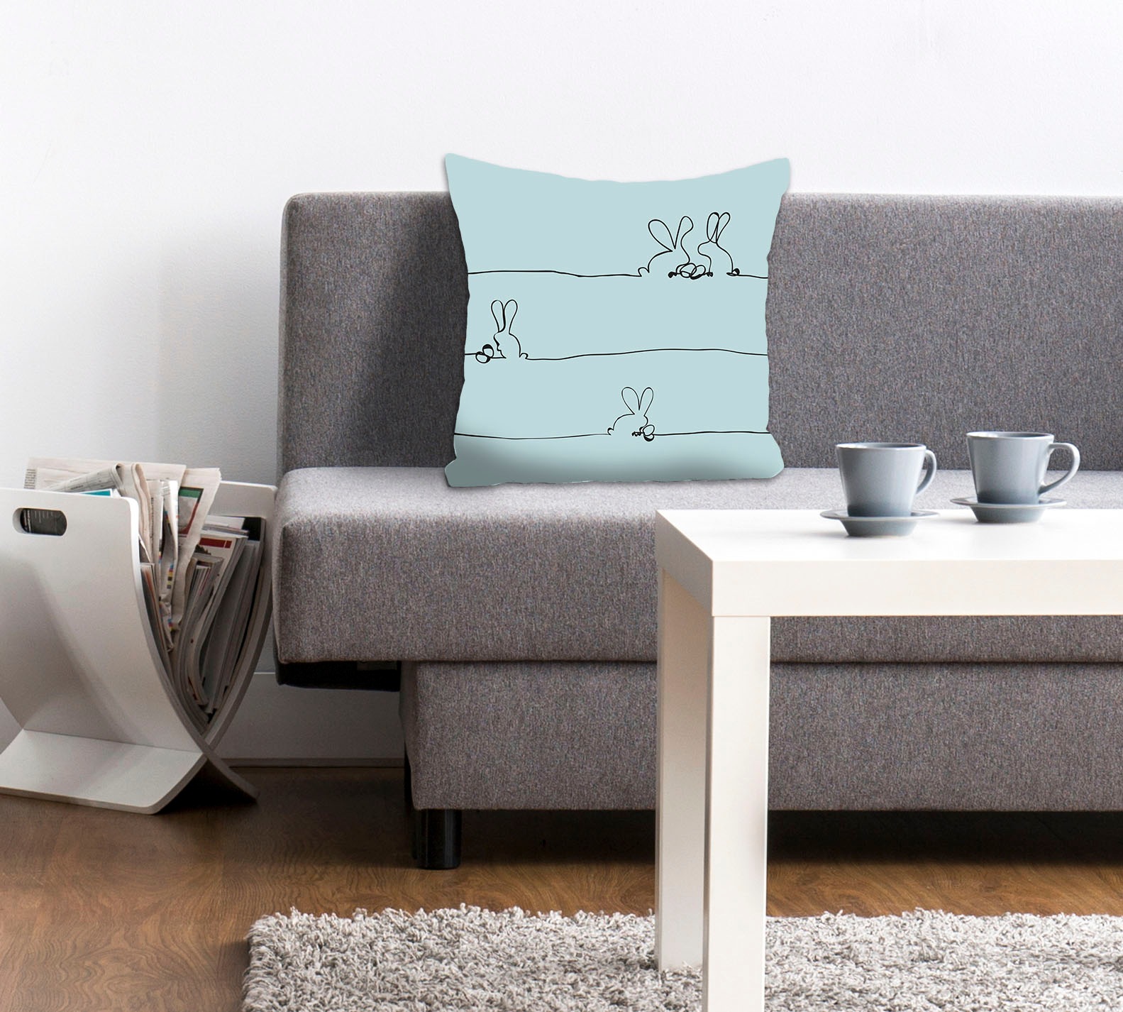queence Dekokissen »Bunny Family mint«, mit einem österlichem Hasenpaar