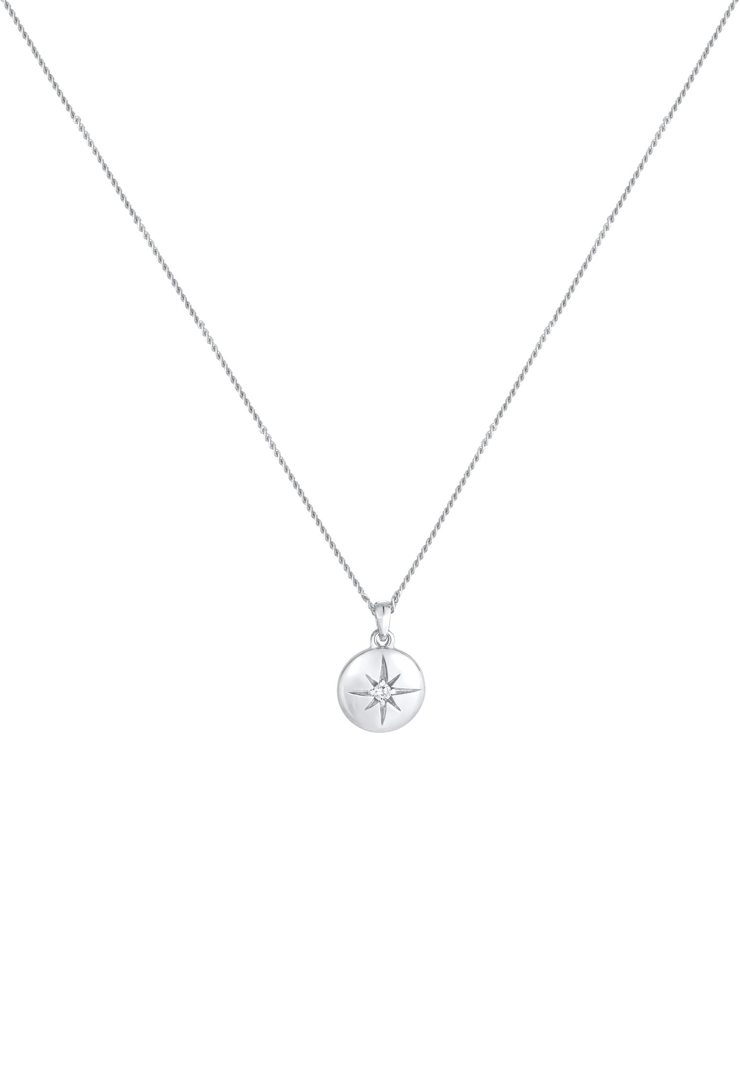 Elli Kette mit Anhänger »Halskette Stern Plättchen Disc Zirkonia 925 Silber«