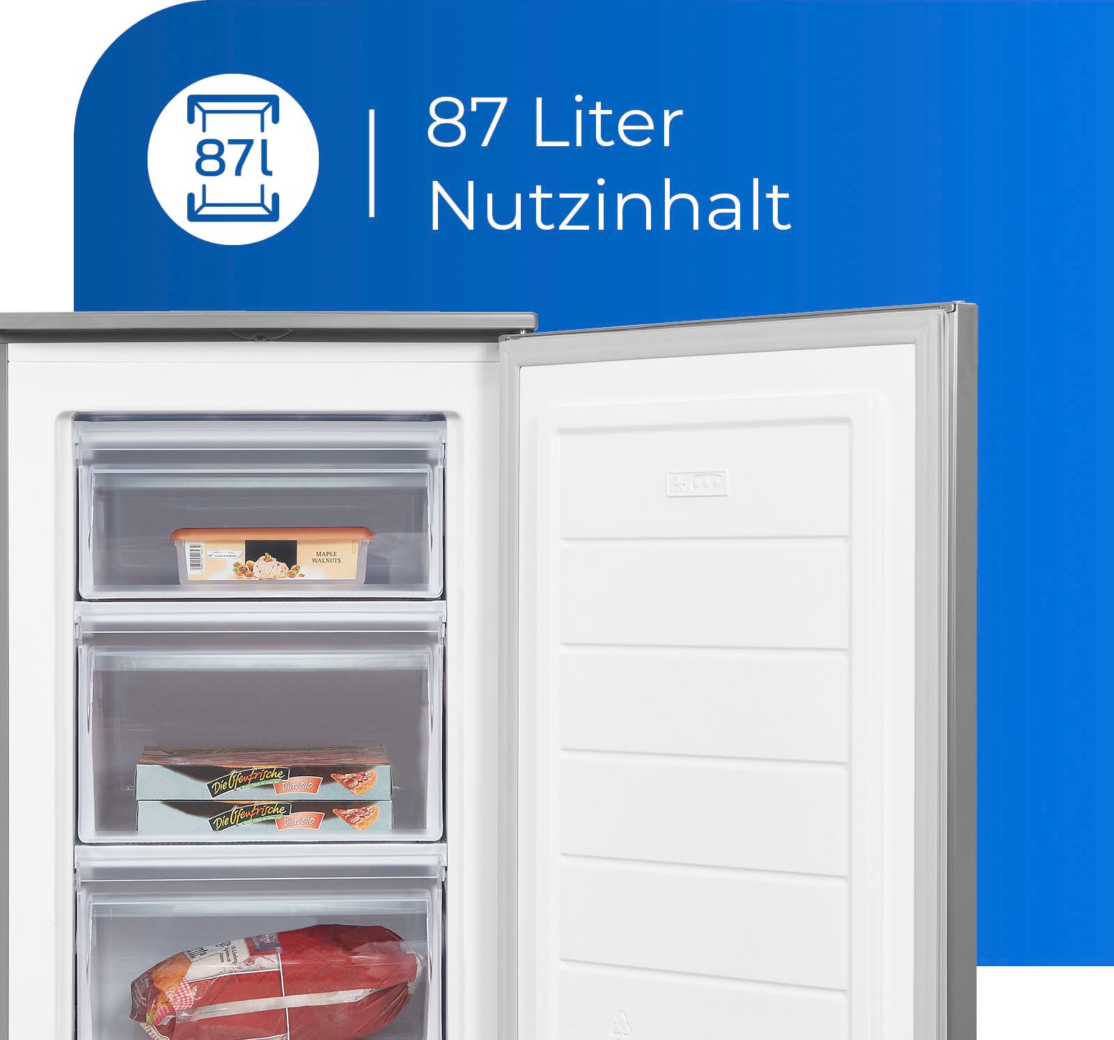 exquisit Gefrierschrank »GS81-040C inoxlook«, 85,5 cm hoch, 54,5 cm breit, energiesparend in Energieefizienz C, 87 Liter Nutzinhalt, 4 Sterne