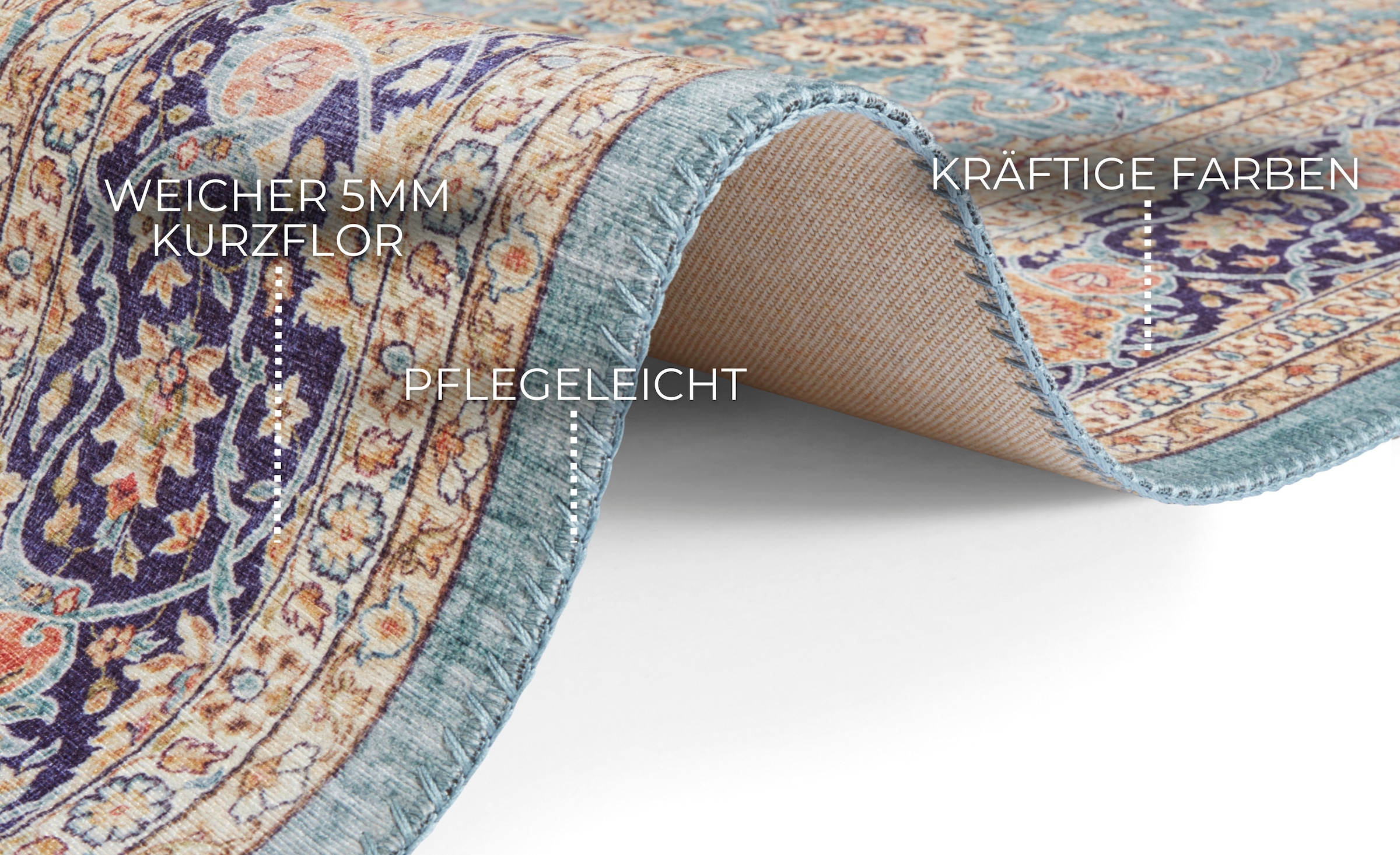 ELLE DECORATION Teppich »Keshan Maschad«, rechteckig, 5 mm Höhe, Orientalisch, Läufer, Kurzflor, Vintage, Wohnzimmer, Schlafzimmer
