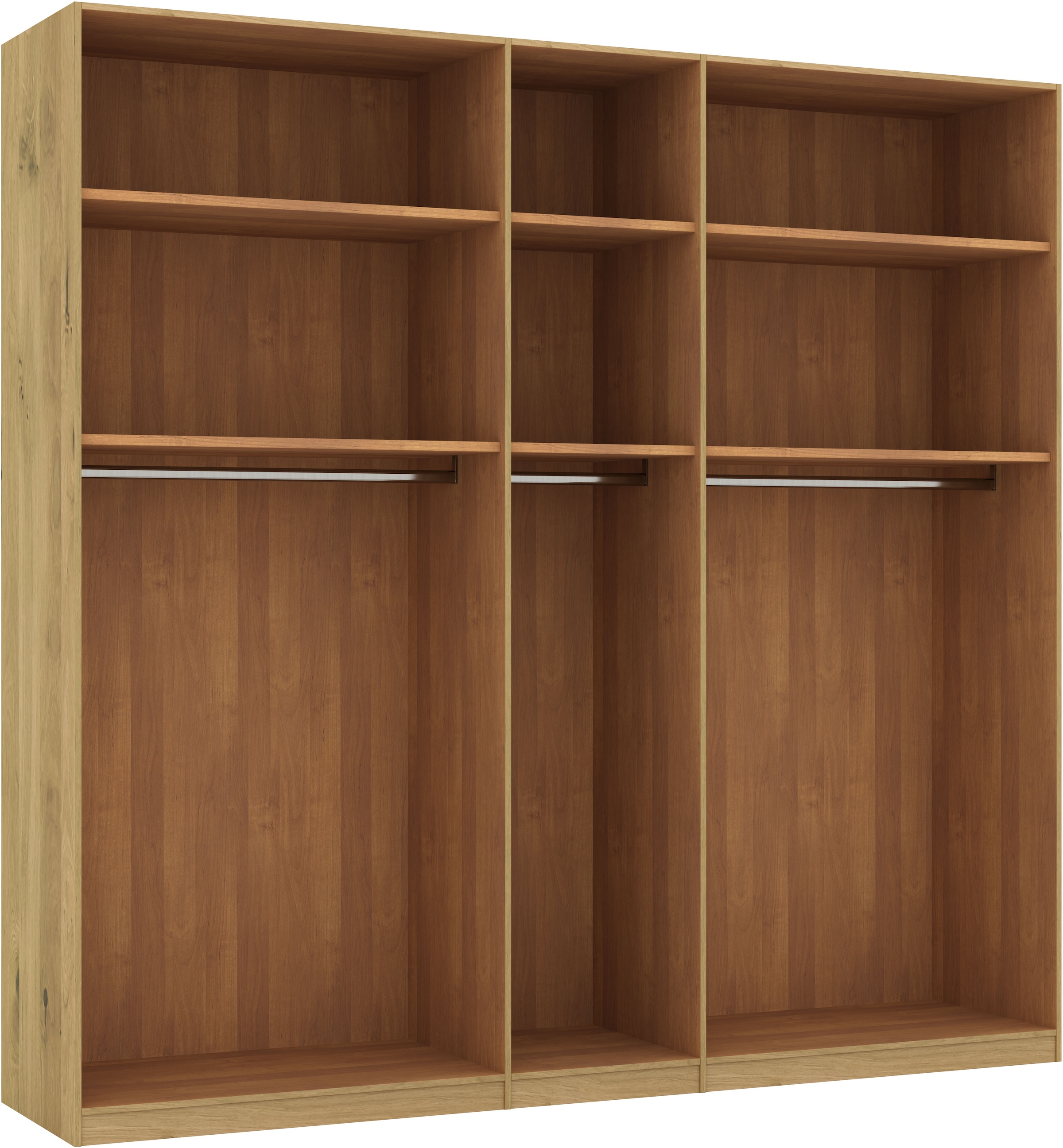 Musterring Drehtürenschrank »Savona, Kleiderschrank, Schrank, Garderobe, teilmassiv Eiche«, (mit Türdämpfern, in 5 Breiten & 2 Höhen, extra Böden, MADE IN GERMANY), Türen in Bianco-Eiche massiv, mit Querriegel, verschiedene Größen