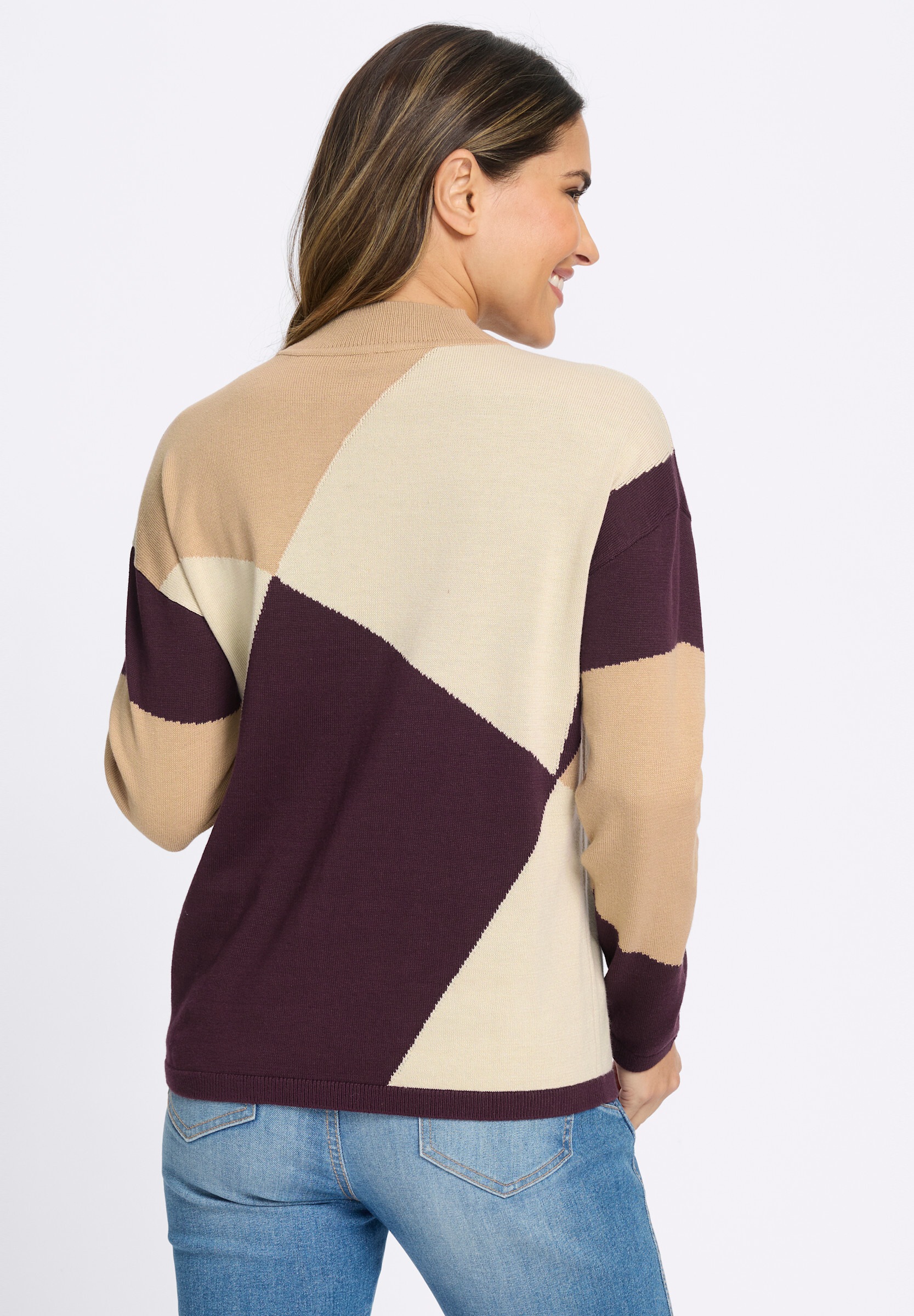 Sieh an! Longpullover »Stehkragen-Pullover Stehkragenpullover mit grafischem Muster«