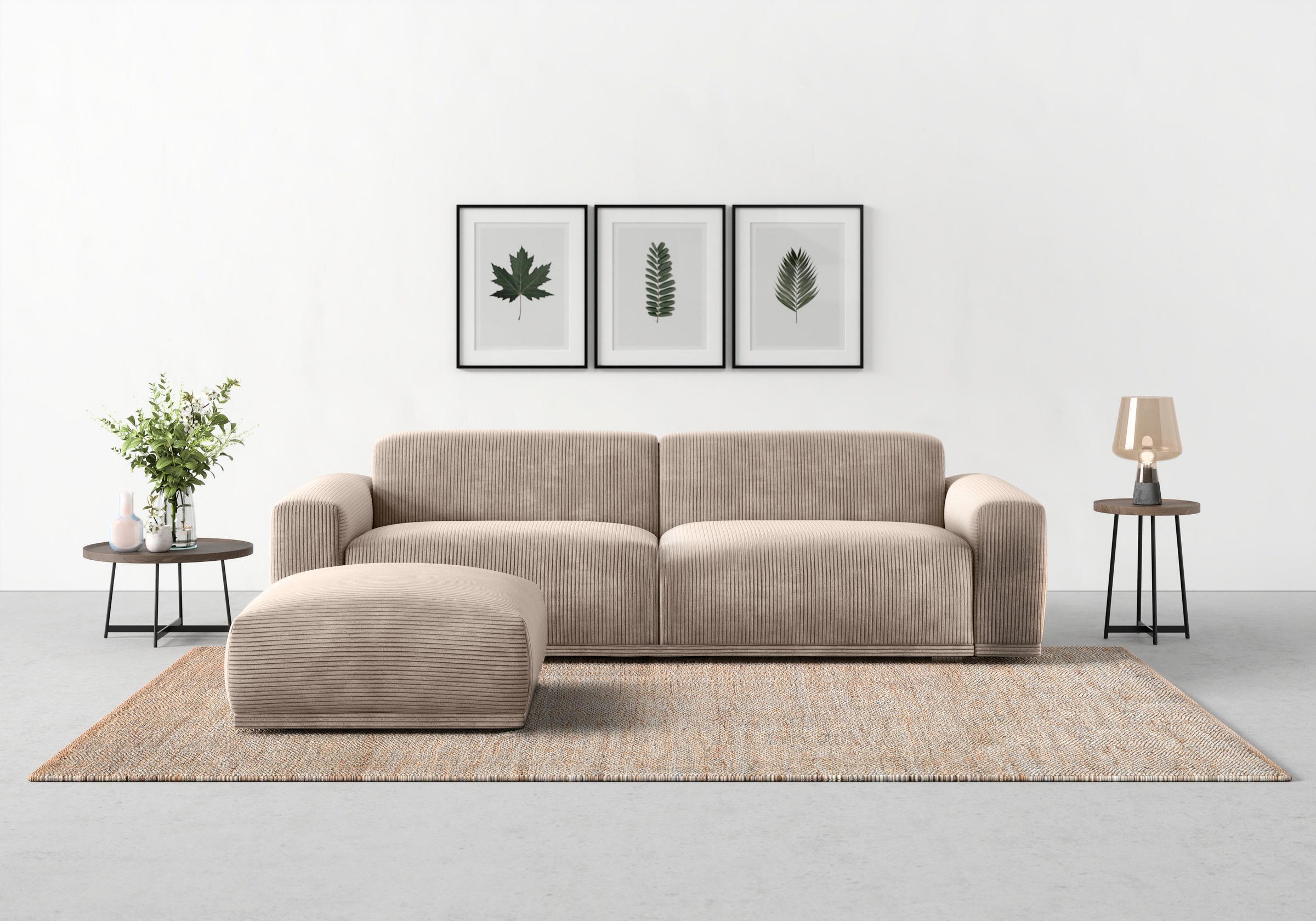 TRENDMANUFAKTUR Big-Sofa »Braga, mit hochwertigem Kaltschaum, Megasofa, in Cord erhältlich«, modernes Big-Sofa, Couch mit hohem Sitzkomfort, 254/72/107 cm (B/H/T)