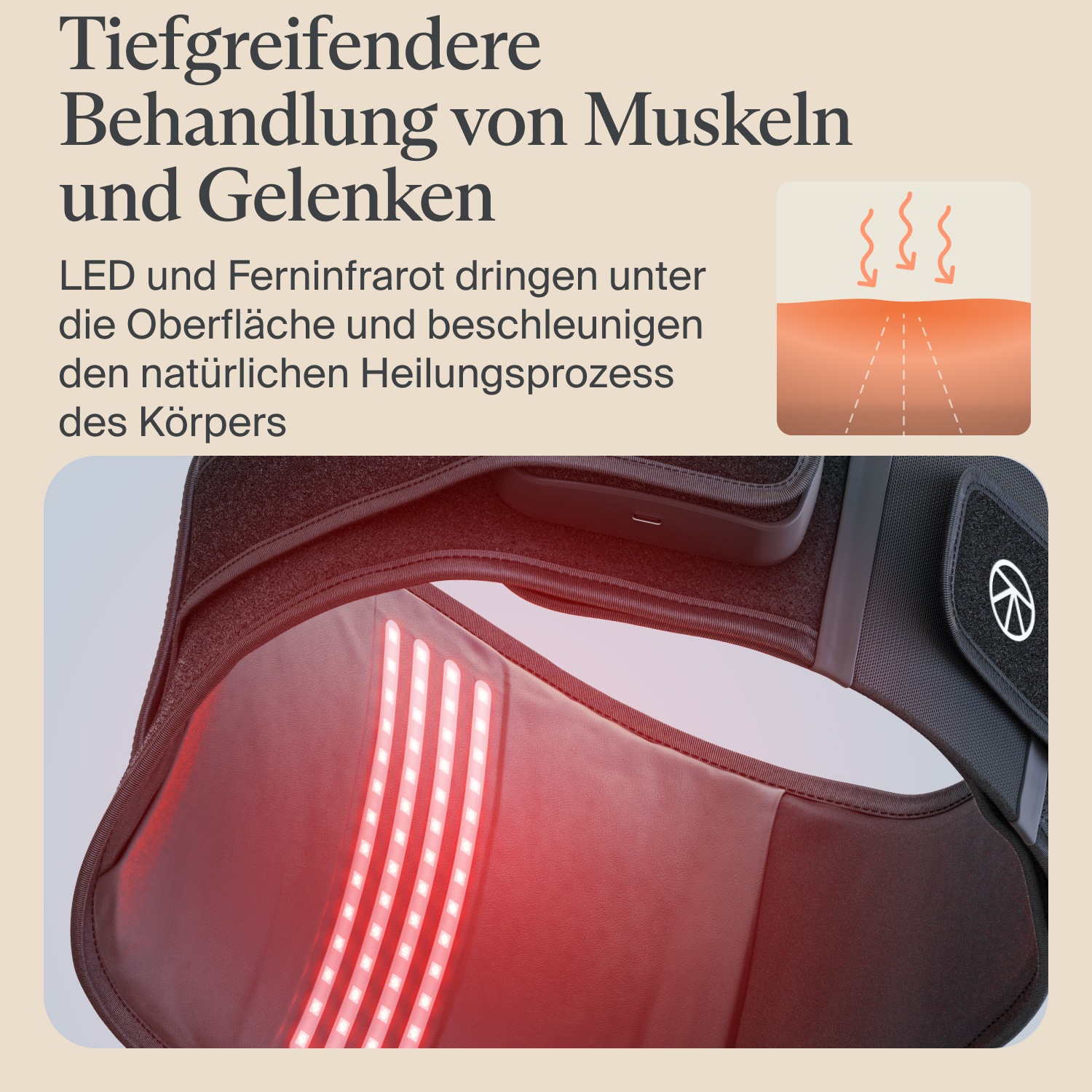 Therabody Wärmegürtel »ThermBack LED Therapiebandage mit Ferninfrarot, LED, Wärme, Vibration«, Lindert Rückenschmerzen, fördert Erholung & steigert Beweglichkeit