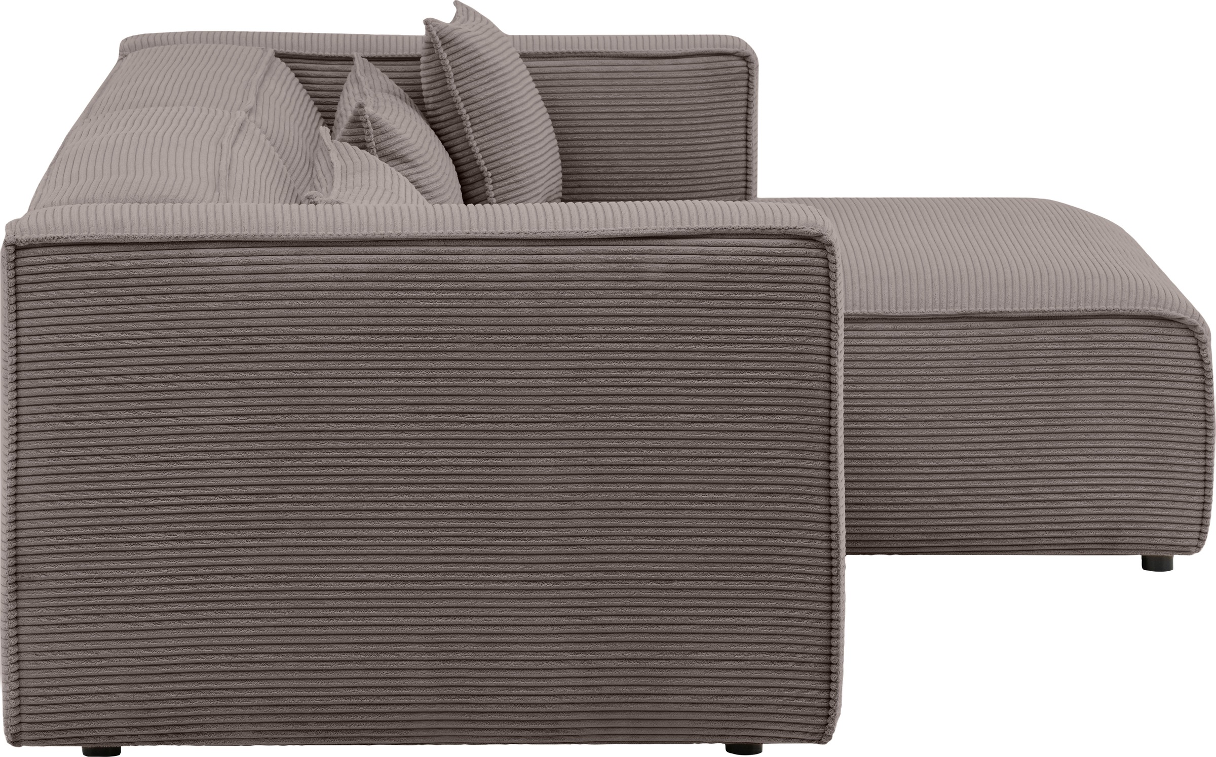 LeGer Home by Lena Gercke Ecksofa »PIARA mit Kedernaht in Cord oder Leinenoptik, moderne Couch in L-Form«, wahlweise Ottomane rechts/links, schwarze Füße, bequemer Sitzkomfort