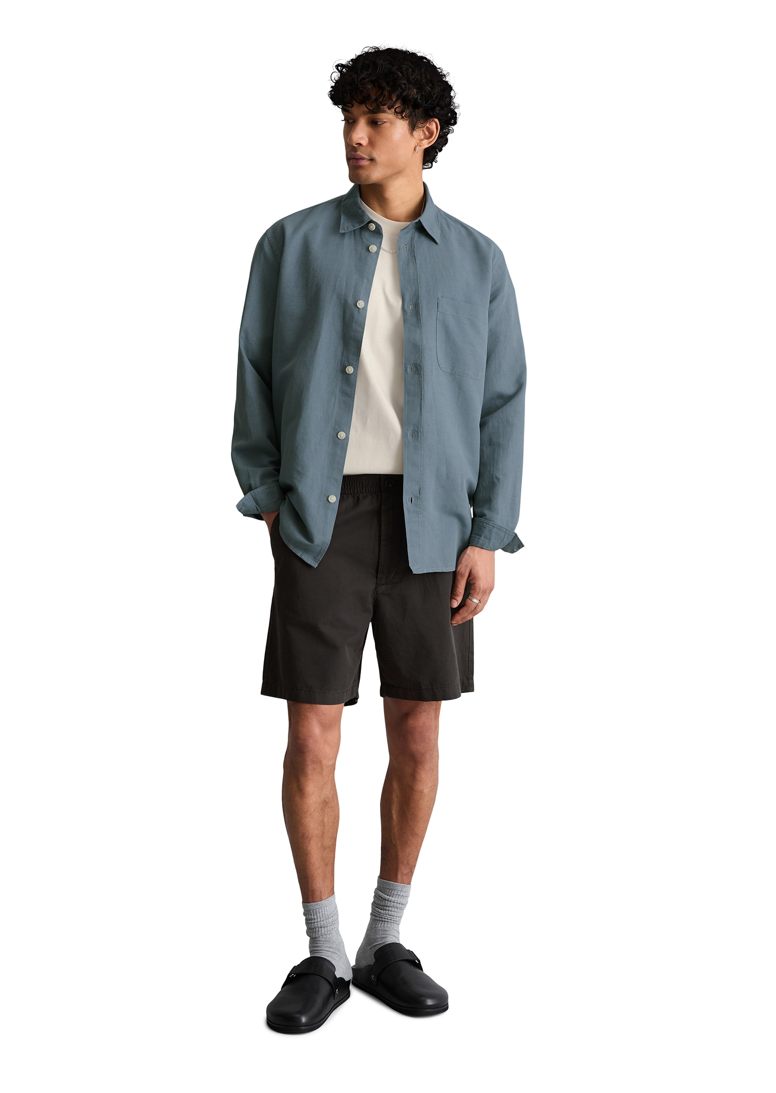 Marc O'Polo DENIM Langarmhemd regular fit aus Leinen und Bio-Baumwolle, Kentkragen