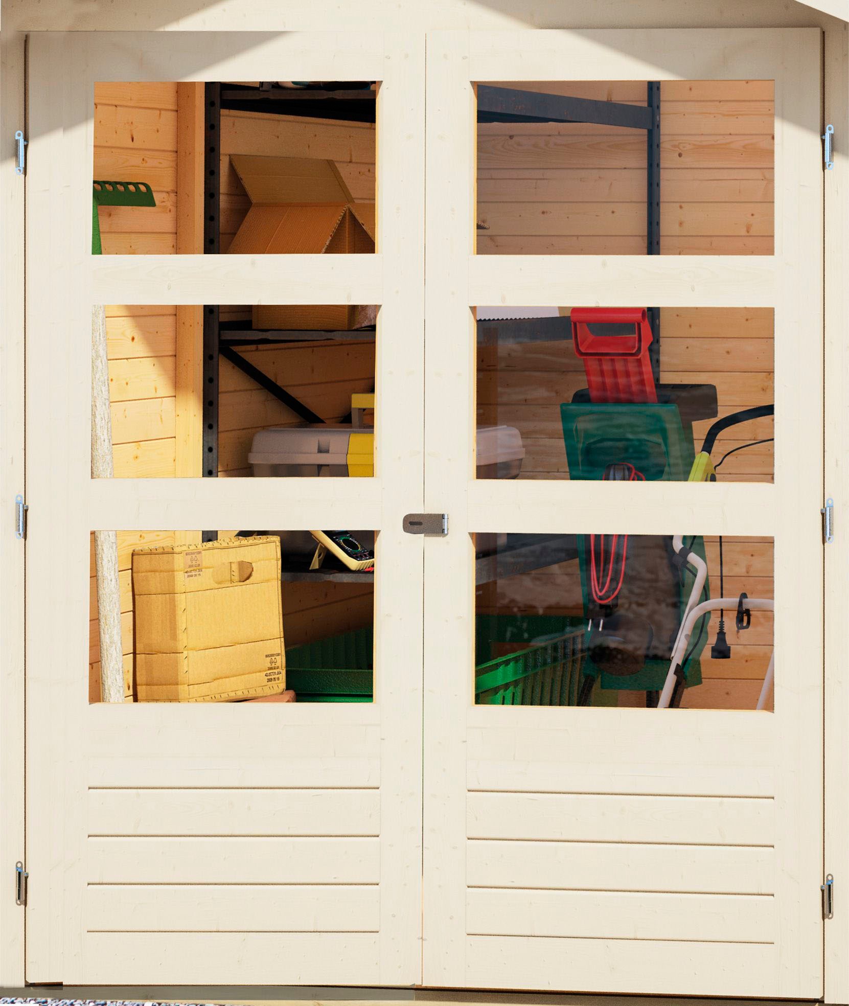 Karibu Gartenhaus »Arnis 3,5«, (Set), mit Anbaudach 2,80 cm Breite