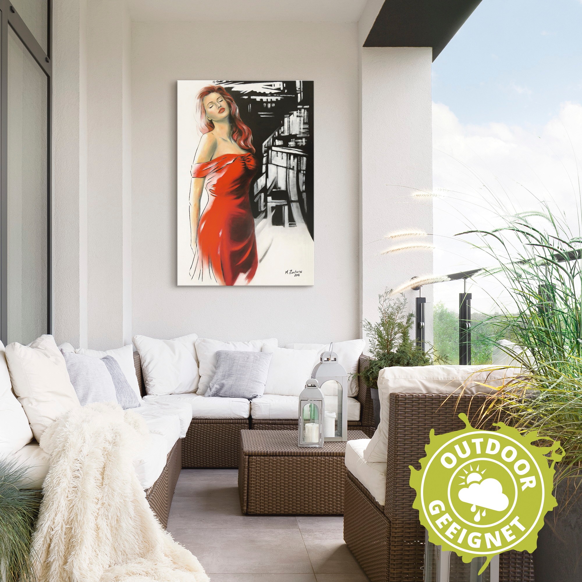 Artland Wandbild »Schönheit im roten Kleid«, Frau, (1 St.), als Alubild, Outdoorbild, Leinwandbild, Poster, Wandaufkleber