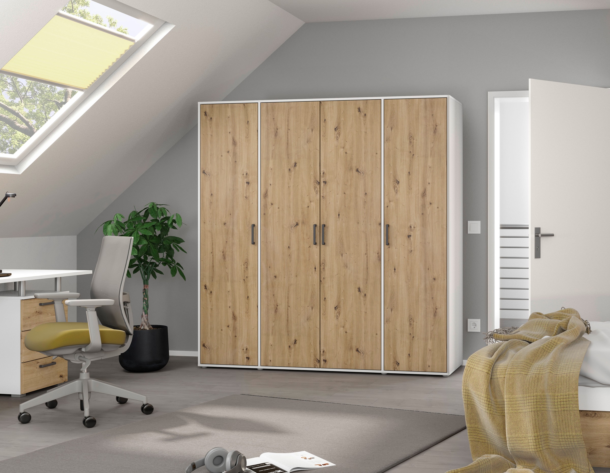 rauch Kleiderschrank »VOYAGER Garderobe Wäscheschrank TOPSELLER Schlafzimmer«, (in 3 verschiedenen Ausstattungen BASIC/CLASSIC/PREMIUM), Schrank mit modernen Griffen in viel Stauraum MADE IN GERMANY