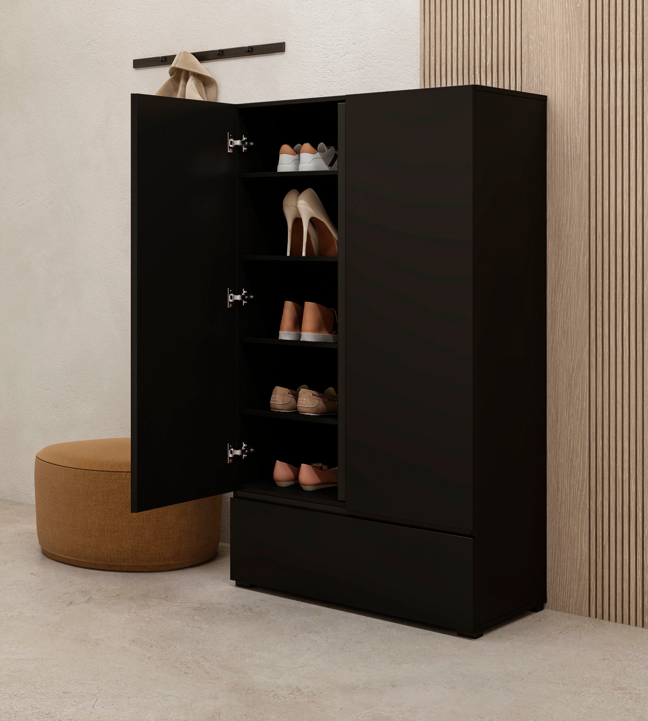OTTO home Mehrzweckschrank »Cross,Breite 89 cm, Highboard, Universalschrank, Garderobe« Waescheschrank mit viel Stauraum, Einlegeböden verstellbar