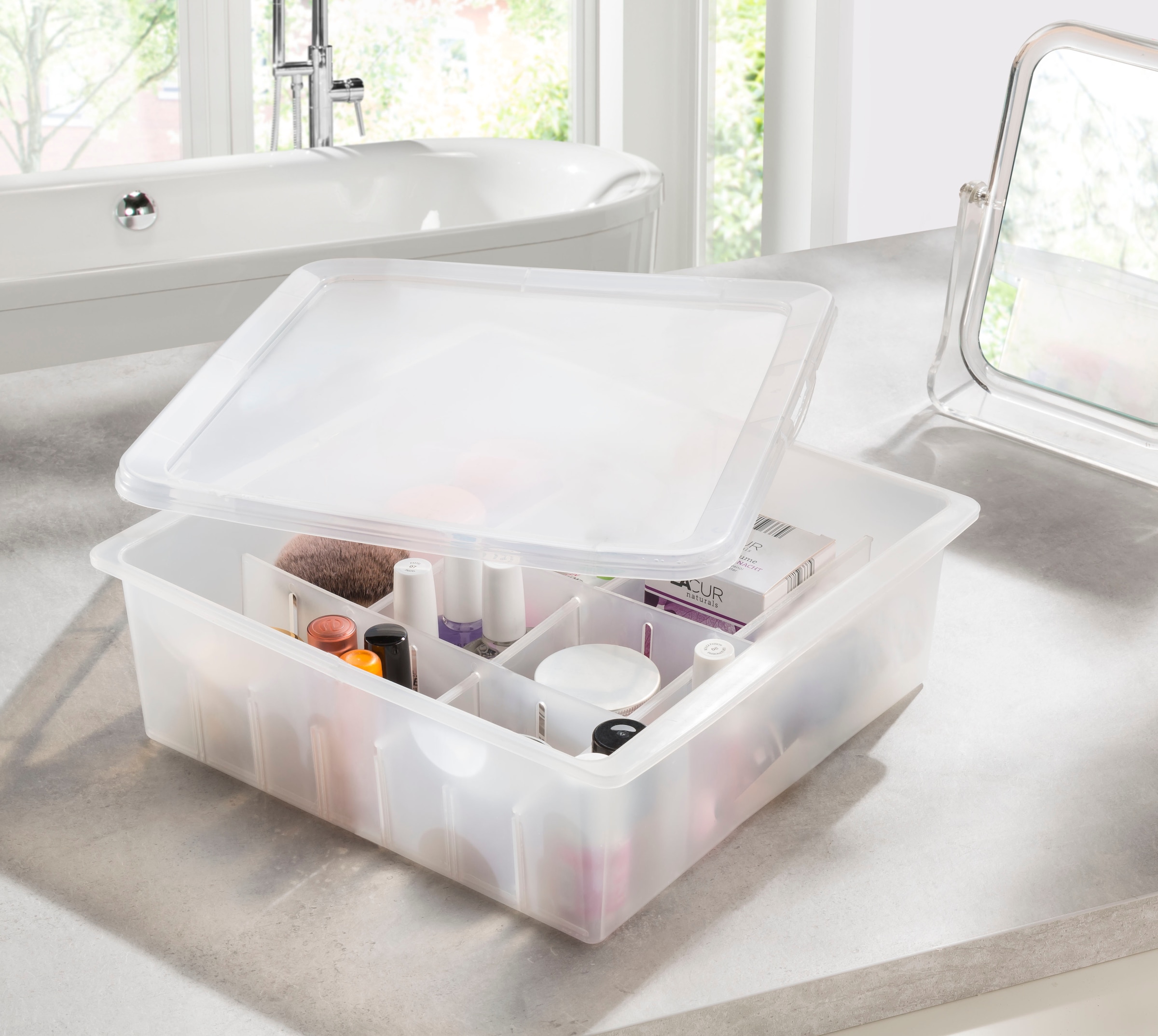 Ruco Aufbewahrungsbox mit Deckel, 16 Fächer, Ideal für Christbaumkugeln, Kosmetik