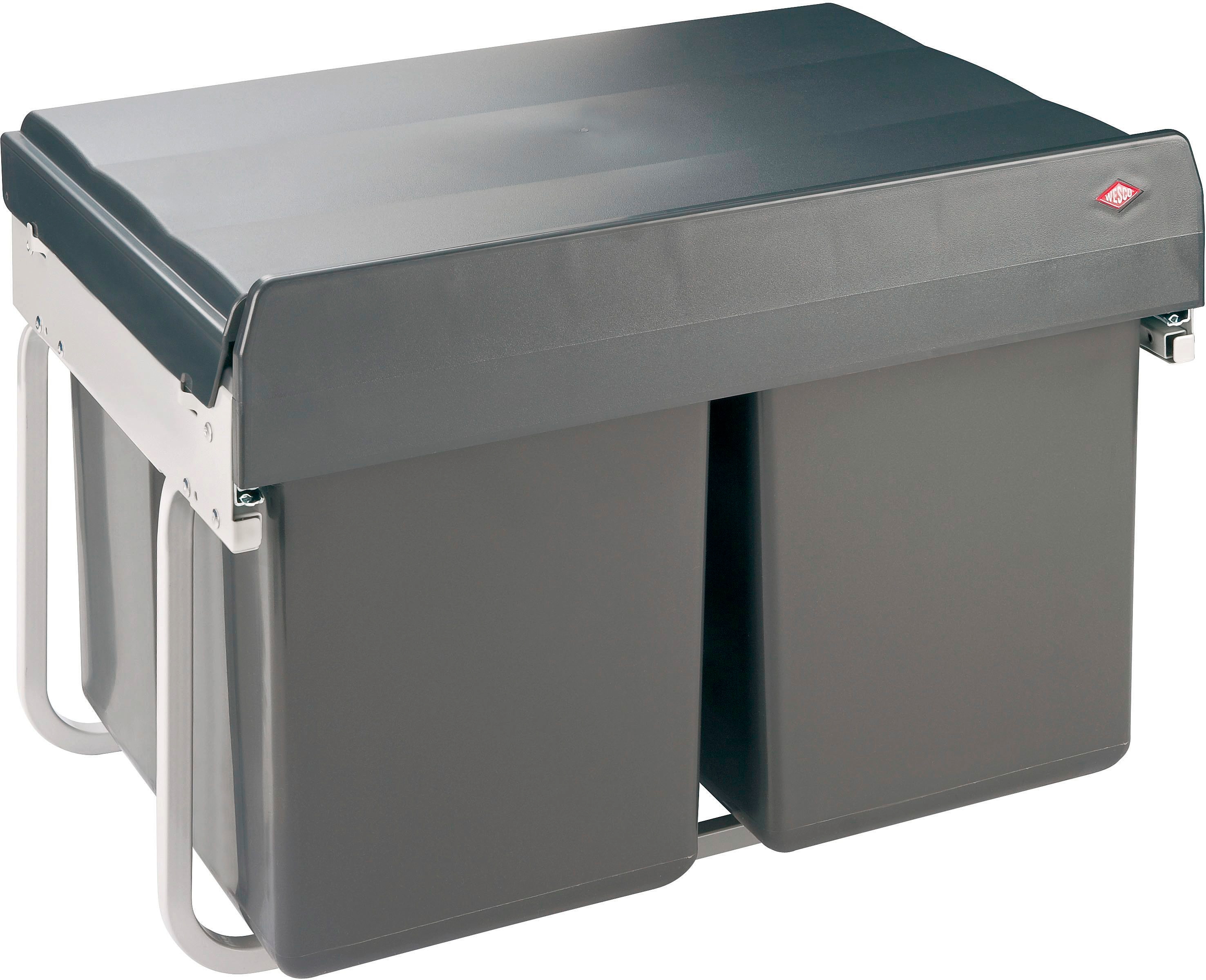 Schütte Einbaumülleimer 2-fach Abfallsammler in schwarz, Größe B/H/T: 34 cm x 35 cm x 48 cm