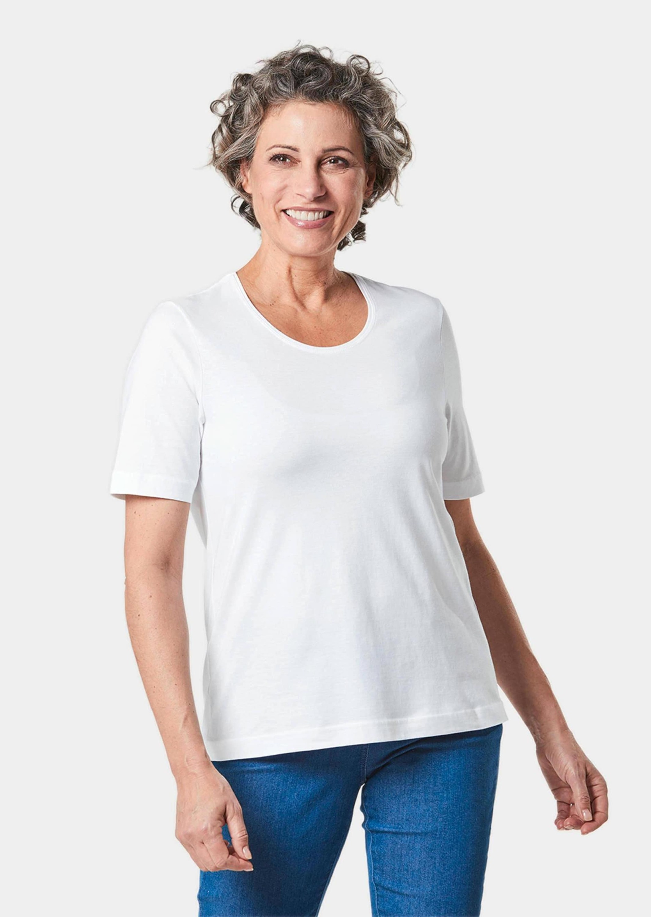 GOLDNER Langarm-Poloshirt »Kurzgröße Basic T-Shirt aus reiner Baumwolle«