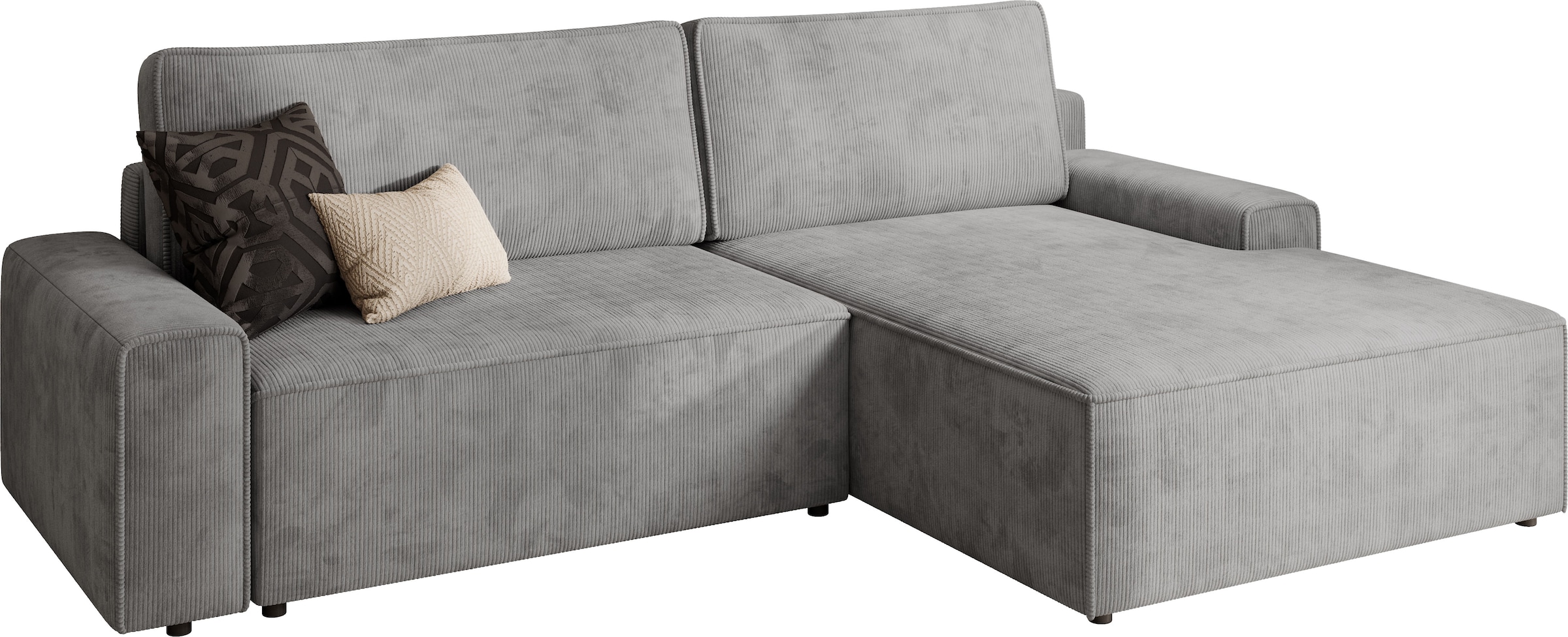 TRENDMANUFAKTUR Ecksofa »Challenge, Schlafsofa mit Bettkasten, Couch in L-Form, Breite 245 cm«, Recamiere beidseitig montierbar, auch in trendigem Cordstoff