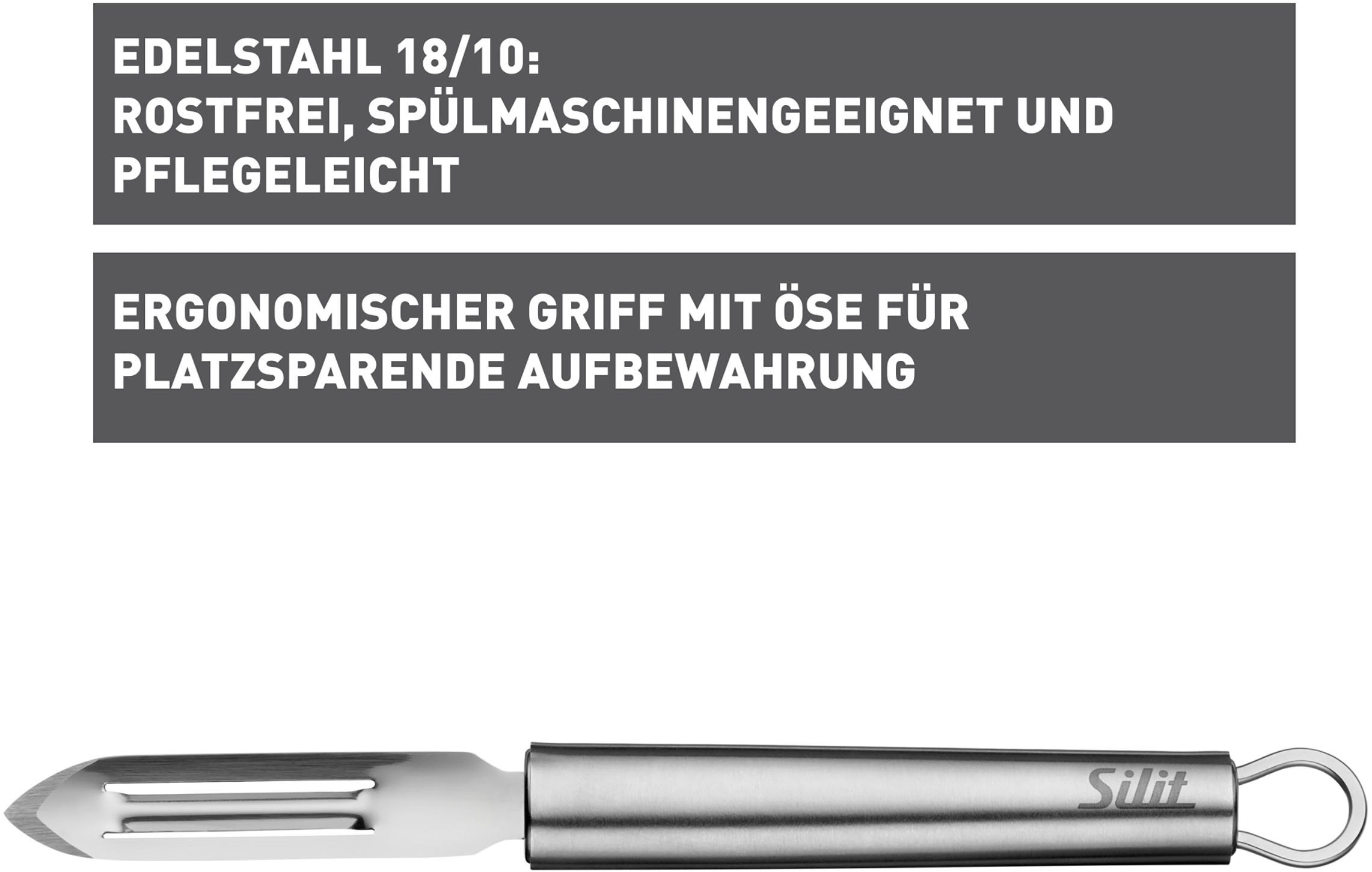 Silit Schälmesser »Classic Line«, (1 tlg.), Gemüseschäler 19 cm, Edelstahl, präzise, Kartoffelaugenentferner