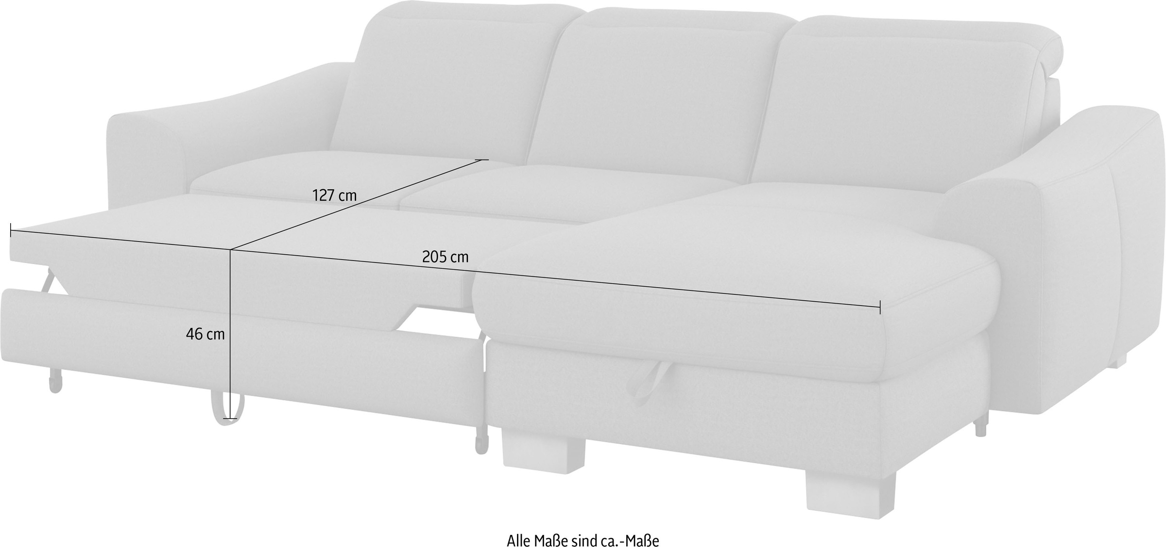 sit&more Ecksofa »Dundee L-Form«, mit Federkern und Edelstahlfüßen, wahlweise mit Kopfteilverstellung