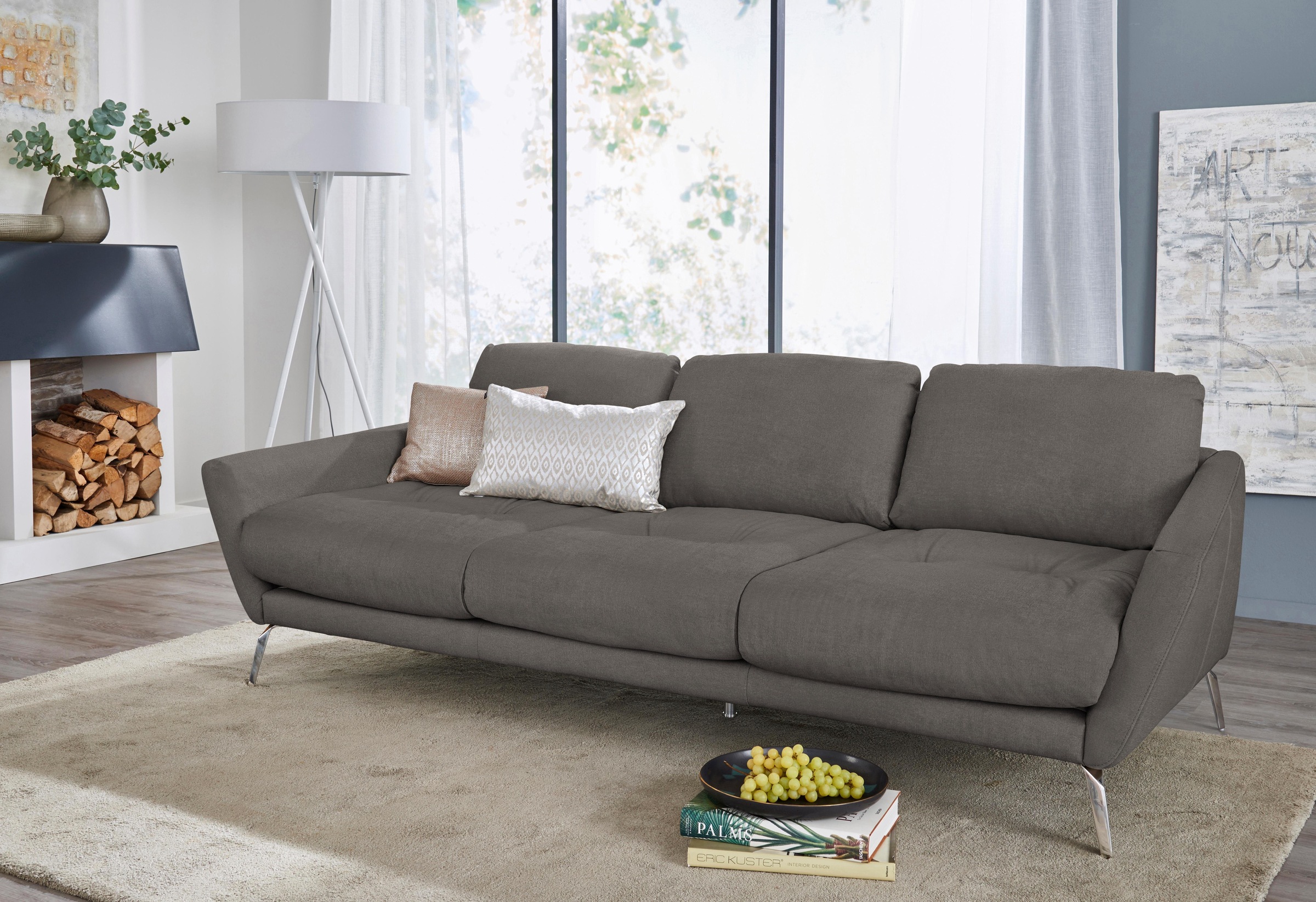 W.SCHILLIG Big-Sofa »softy«, mit dekorativer Heftung im Sitz, Füße Chrom glänzend