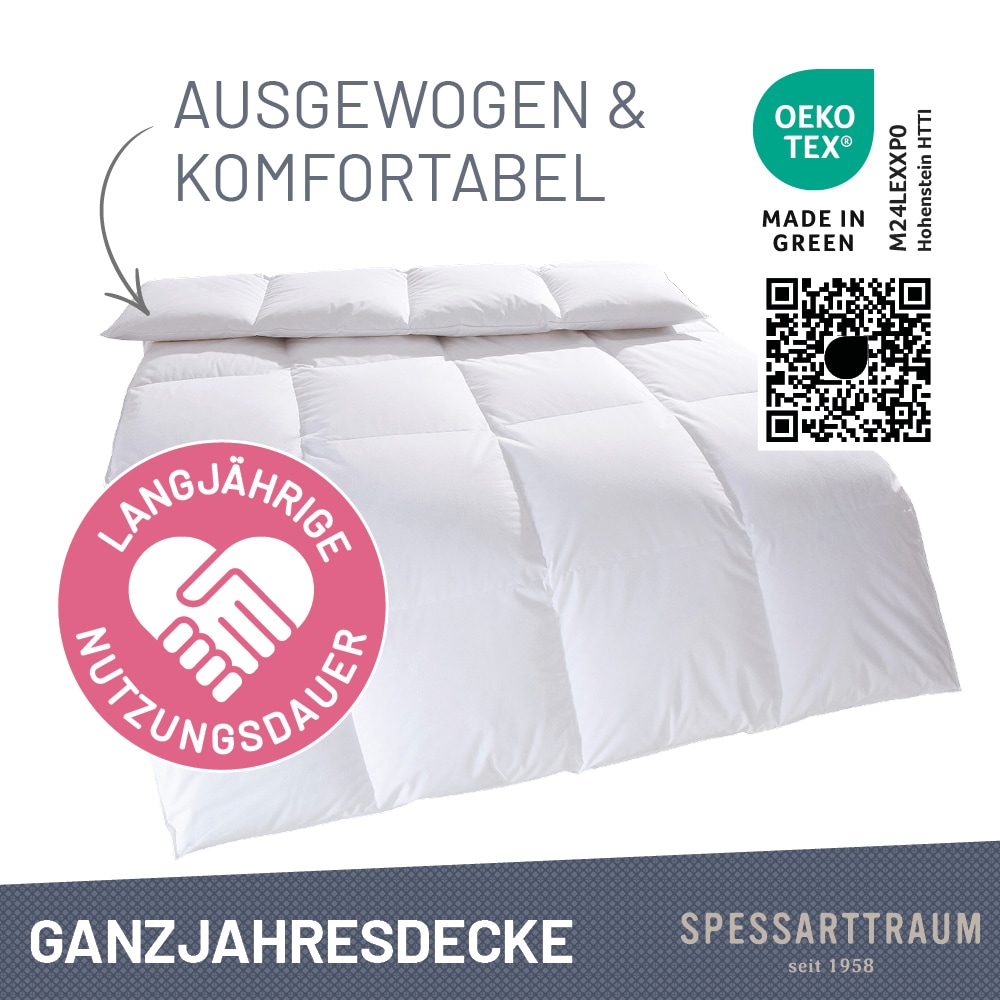SPESSARTTRAUM Gänsedaunenbettdecke »Premium****, hergestellt in Deutschland«, Füllung 100% Gänsedaunen, Klasse 1, Downpass zertifiziert, Bezug 100% Baumwolle, nachhaltig (Made in Green), Hausstauballergiker geeignet, (1 St.)