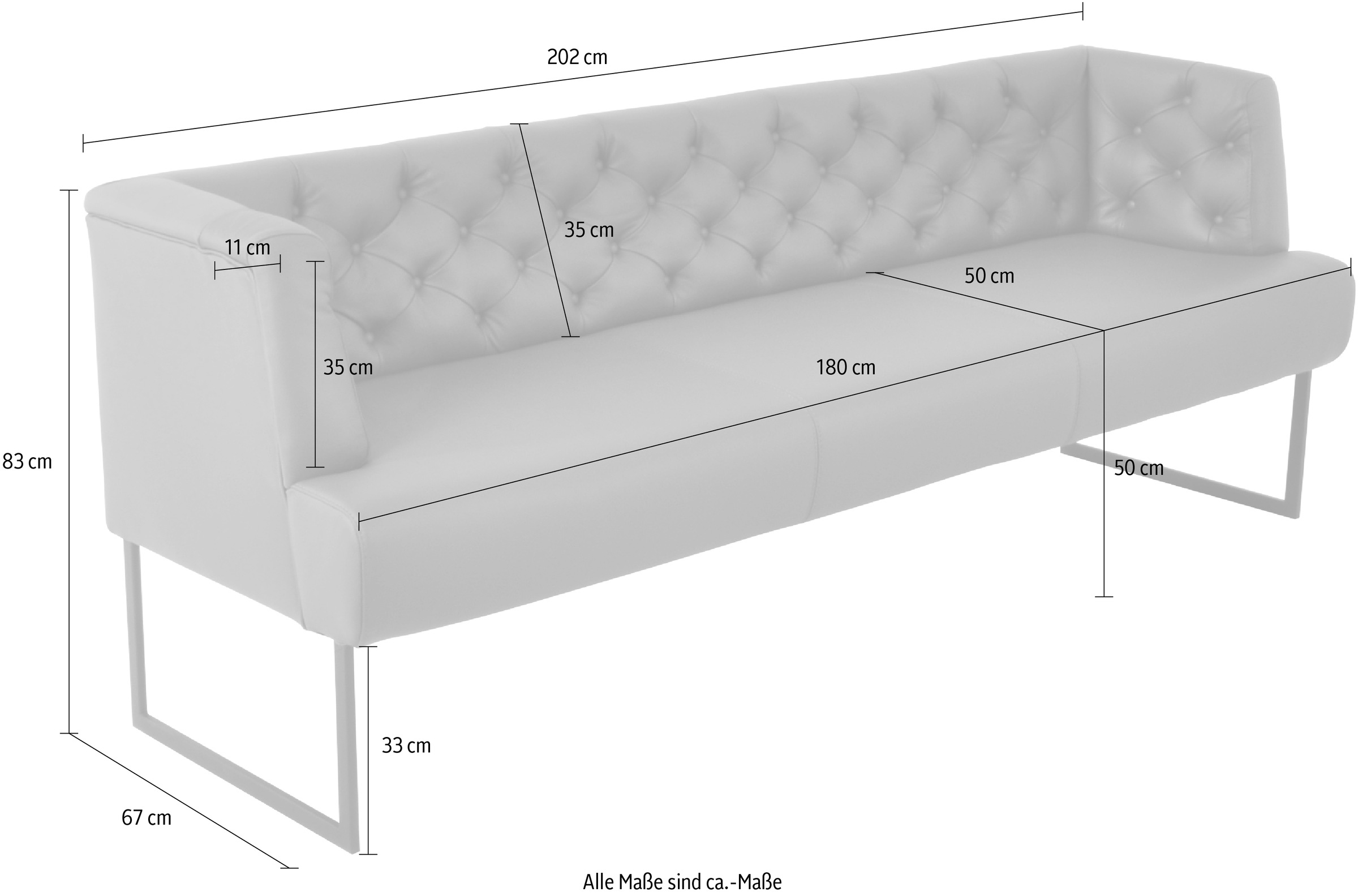 K+W Komfort & Wohnen Polsterbank »Creso«, im modernen Chesterfield-Look, mit schwarzen Kufenfüßen