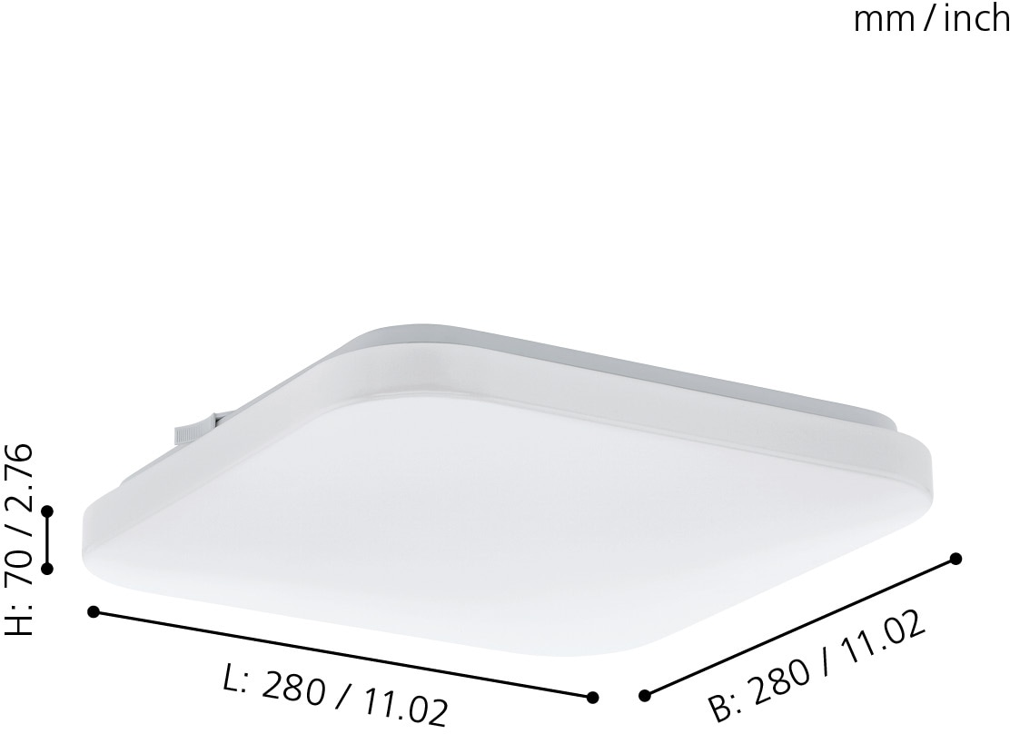 EGLO Deckenleuchte »FRANIA«, LED-Board, Warmweiß, weiß / L28 x H7 x B28 cm / inkl. 1 x LED-Platine (je 10W, 1100lm, 3000K) - Deckenlampe - Schlafzimmerlampe - Büroleuchte - Lampe - Schlafzimmer - Küche - Flur - Flurlampe - Küchenlampe
