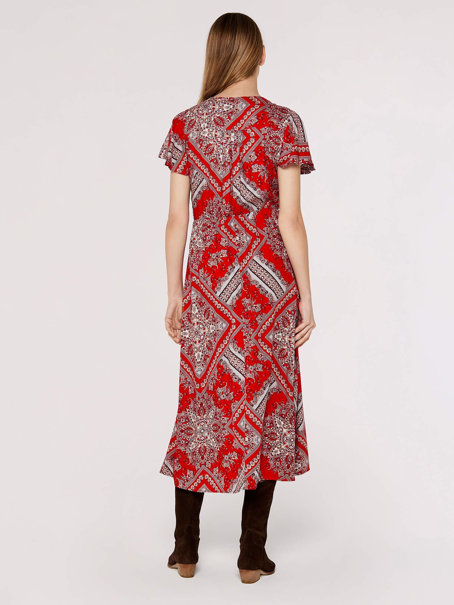 Apricot Druckkleid »Midikleid« iin Wickeloptik, mit Taillengummizug