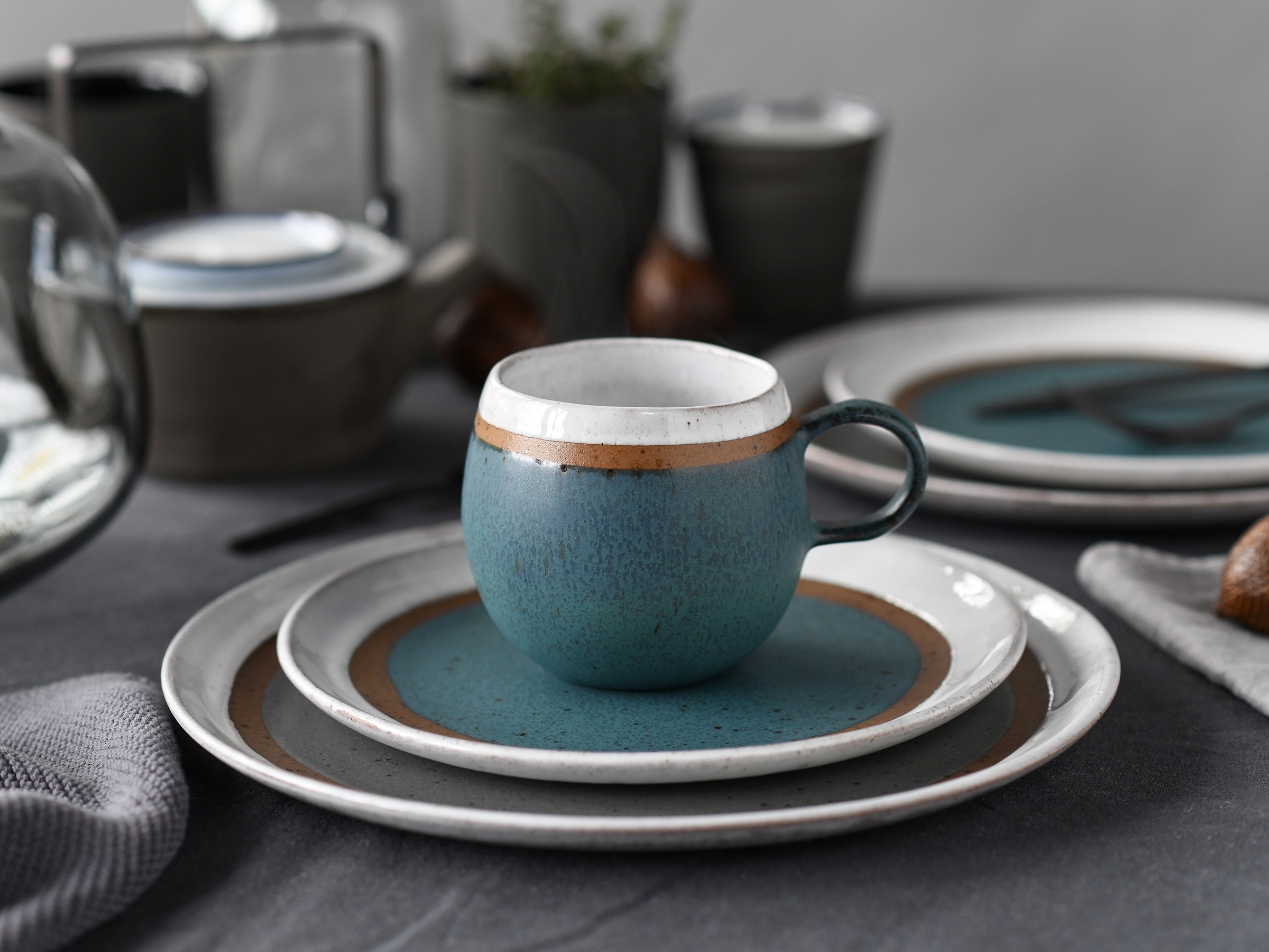 CreaTable Kombiservice »Geschirr-Set Fjord« Service, skandinavisches Design, 8 Teile für 2 Personen