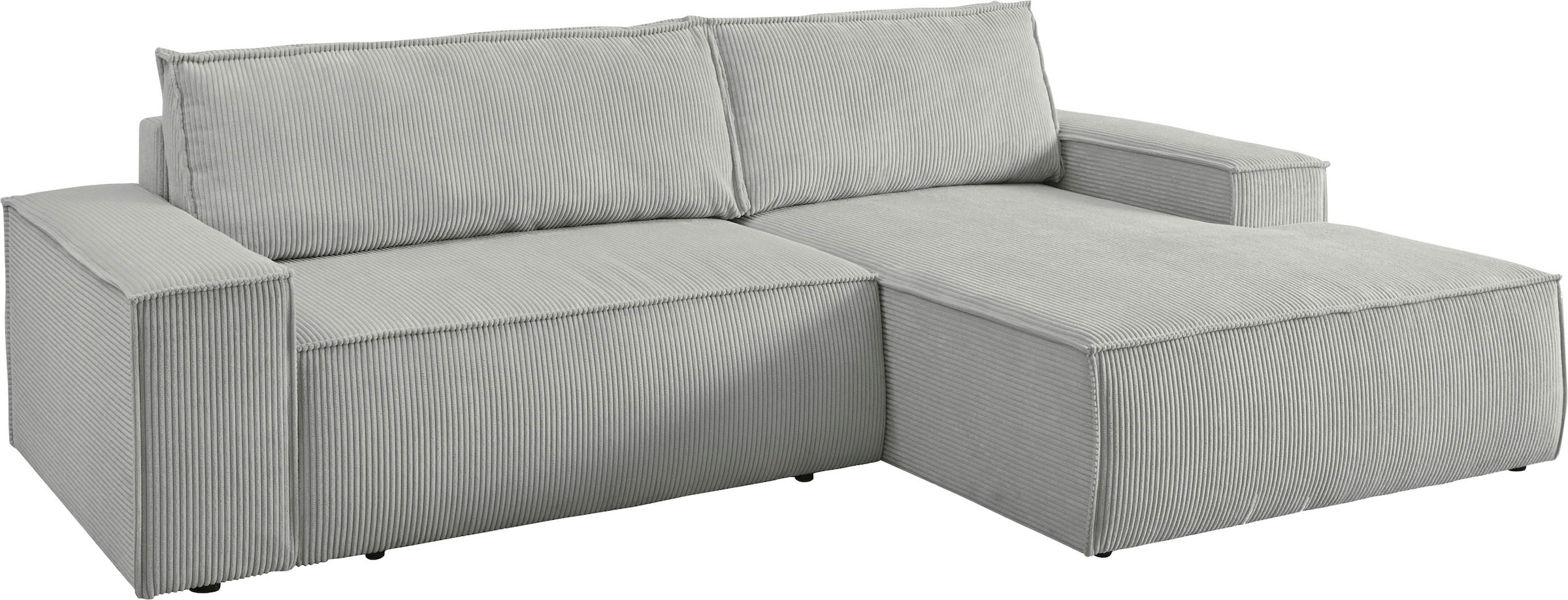 Home affaire Ecksofa SHERWOOD Schlafsofa 267 cm, L-Form, Schlaffunktion mit Bettkasten (210x136 cm), Cord, Vintage, Samtvelours