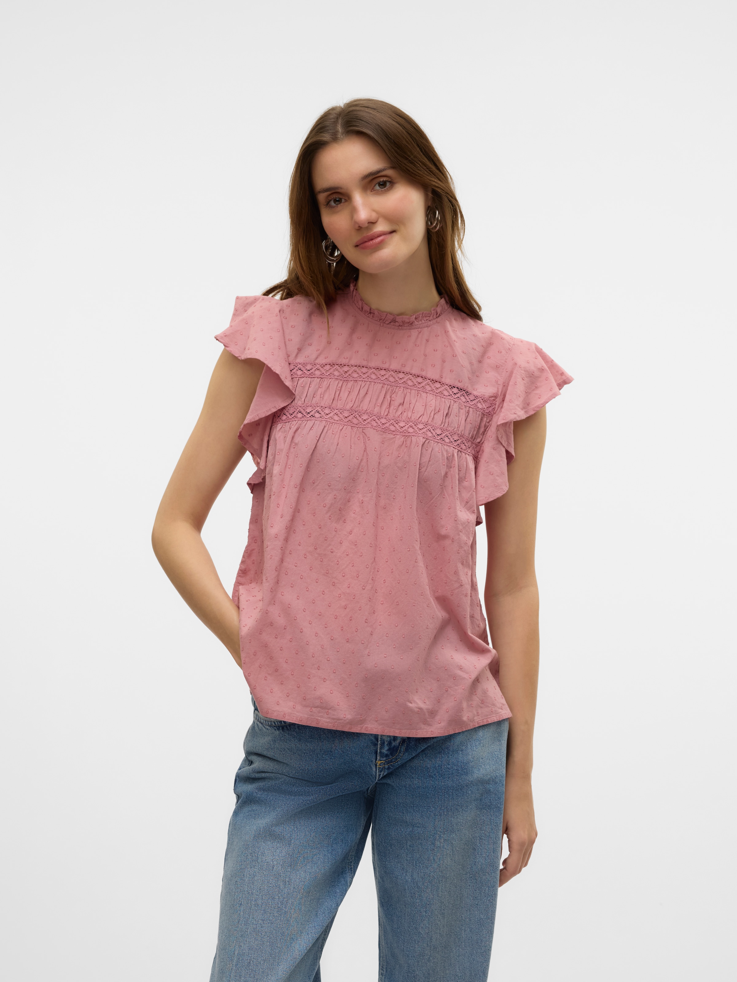 Vero Moda Blusenshirt »VMTRINE SL LACE TOP WVN NOOS«