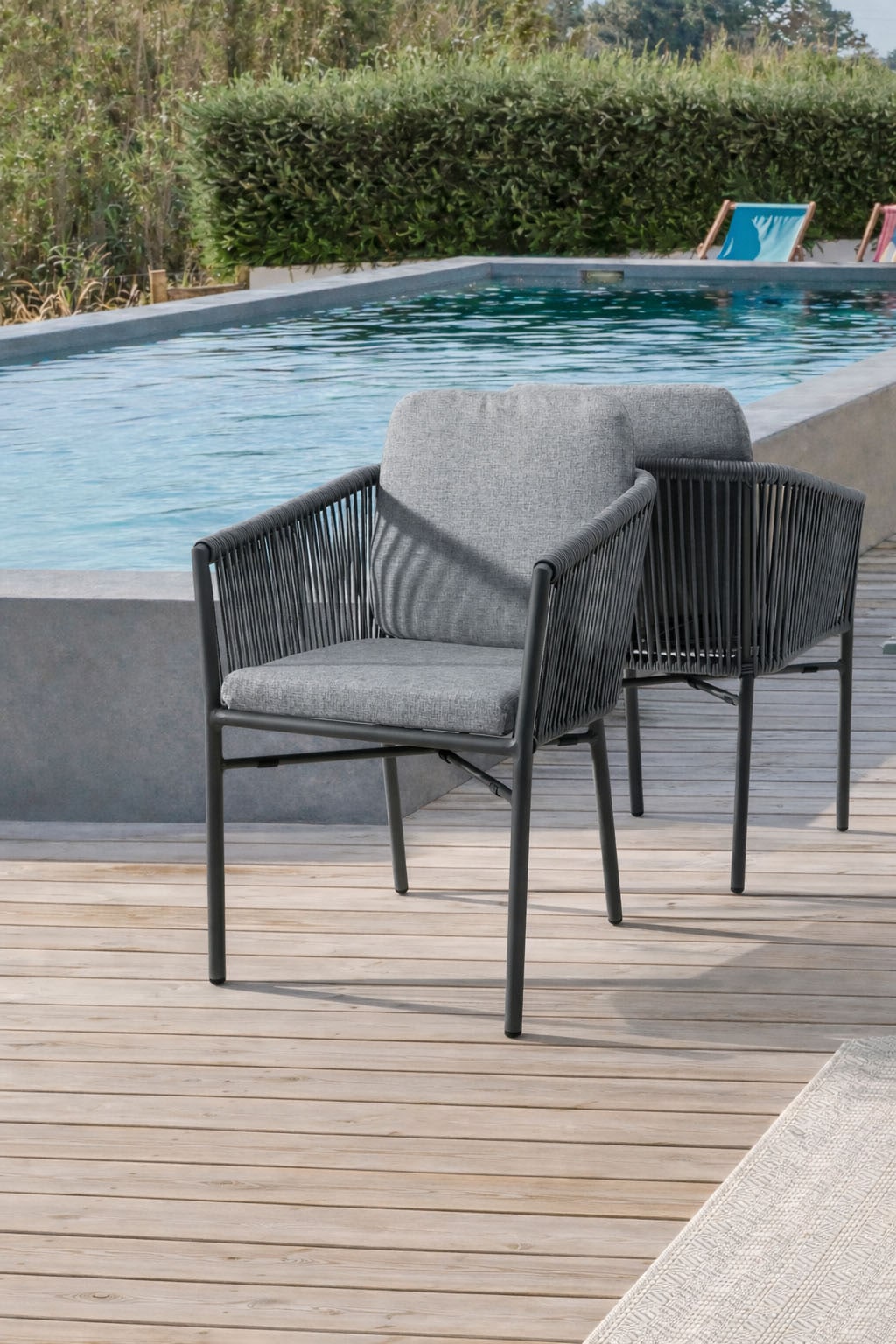 Destiny Garten-Essgruppe »LUCCA SAN MARINO  4 Se + Tisch RE 180x90cm holzf./ taupe« Set,  Aluminium, Rope, Polywood