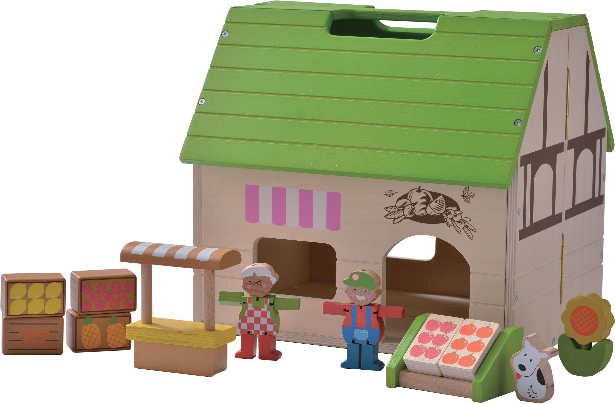 EverEarth® Puppenhaus »Bio-Laden Mitnehm-Puppenhaus«, aufklappbar, FSC®-Holz aus gewissenhaft bewirtschafteten Wäldern