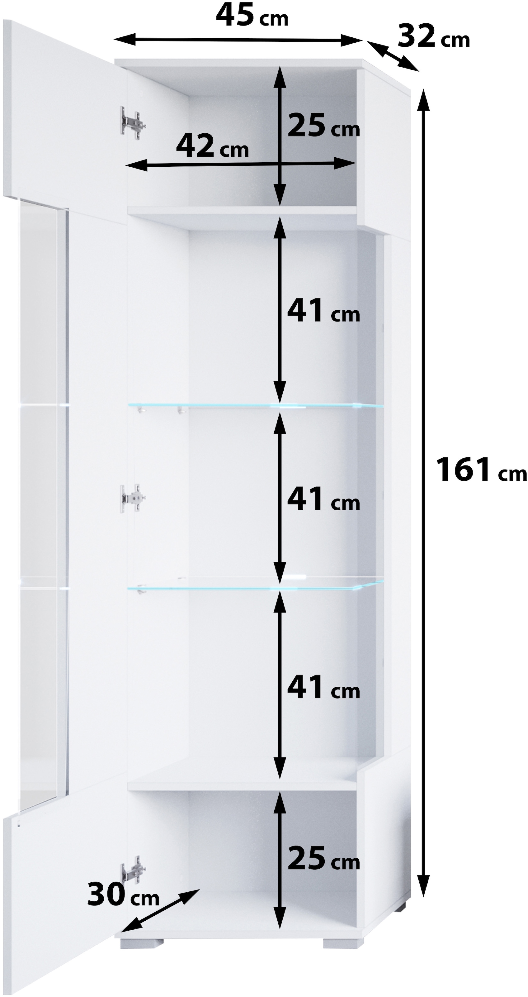 INOSIGN Vitrine »Kenia«, (1 St.), Vitrine Vitrineschrank mit Glastüren 160 cm Höhe