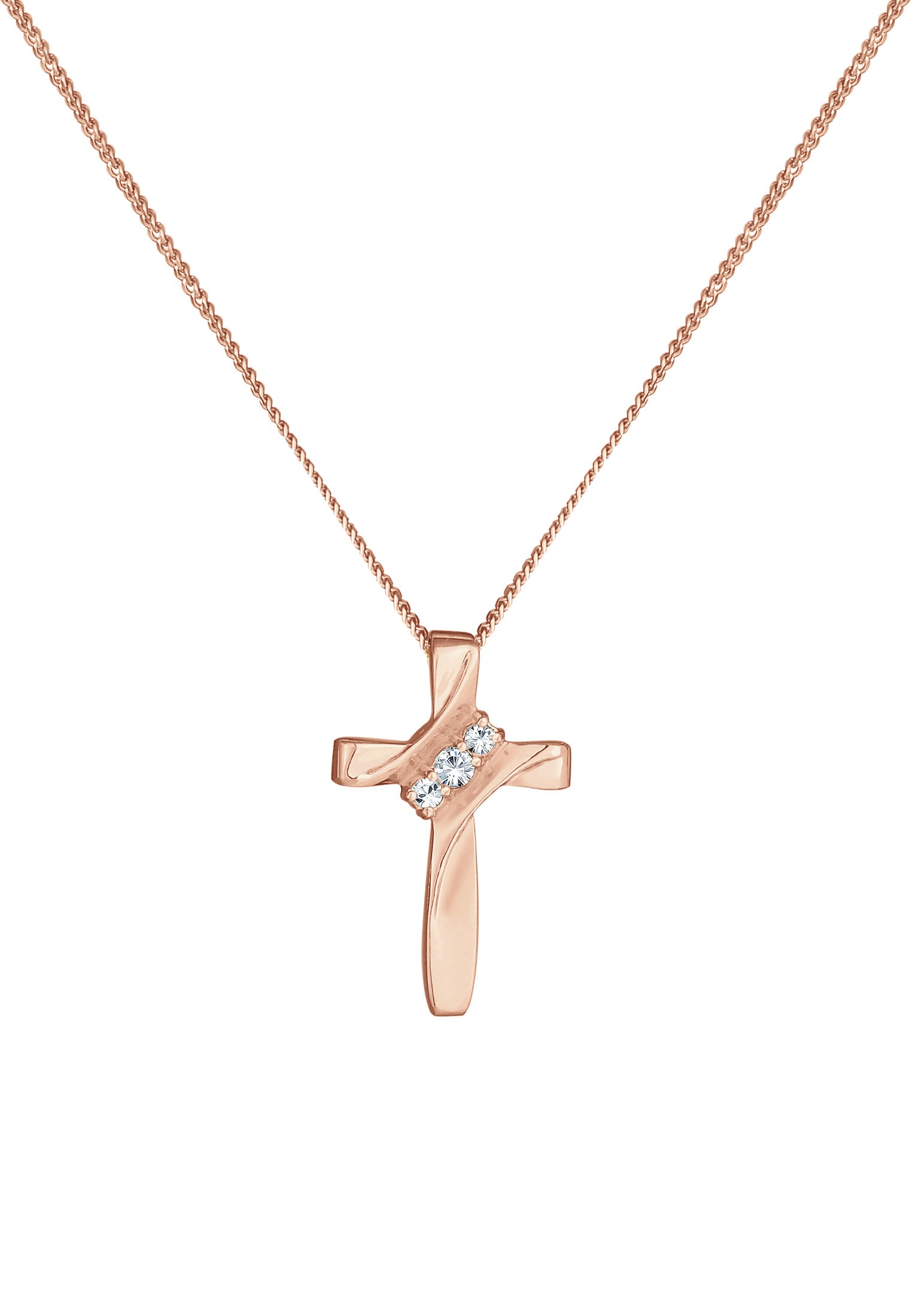 Elli Silberkette »Halskette Kreuz Modern mit Kristalle 925 Silber«