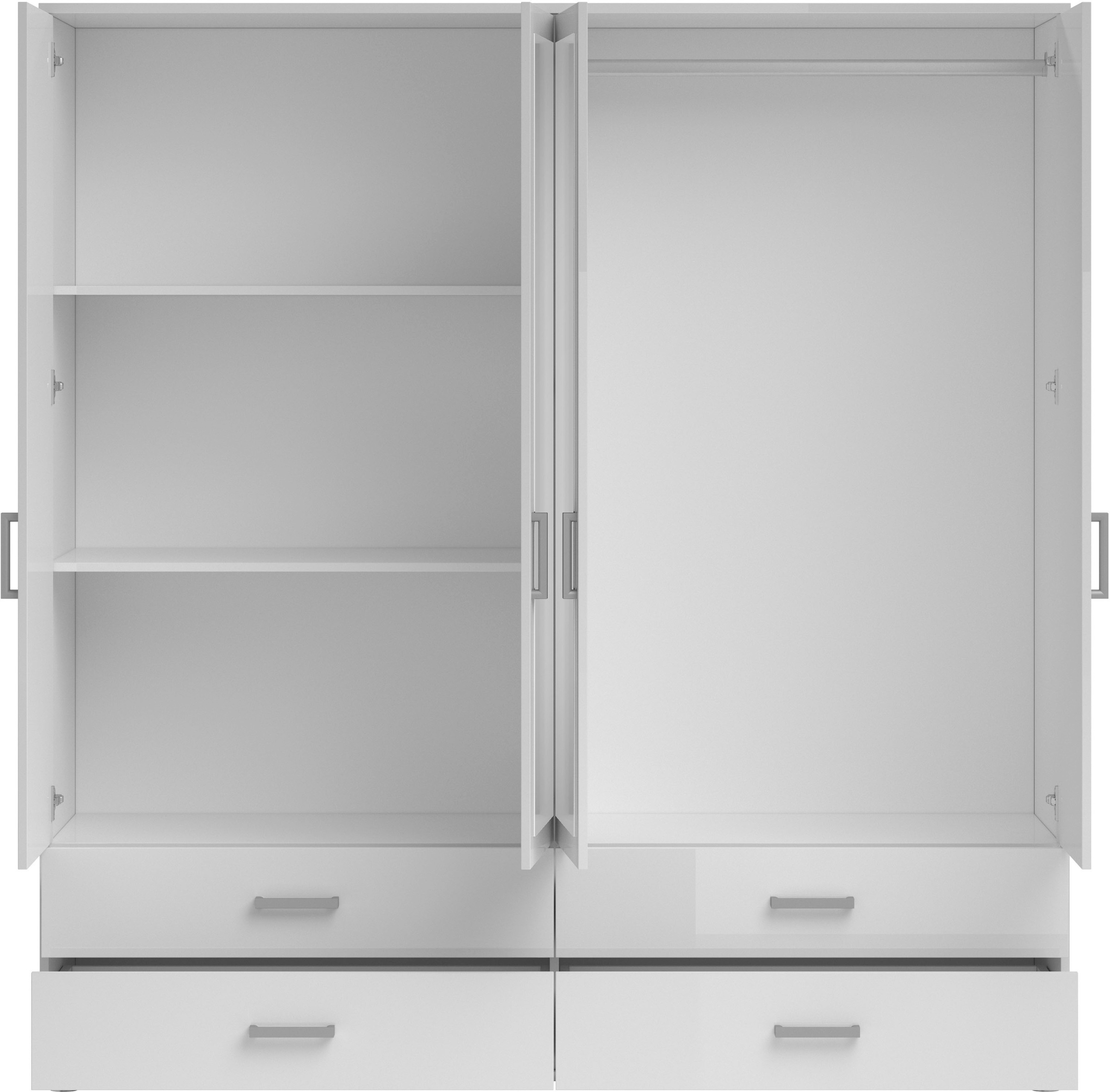 Schlafkontor Drehtürenschrank »Ivar Kleiderschrank mit Spiegel« inklusive 2 Spiegeltüren und 2 farblich abgesetzten Schubkästen