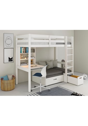 Etagenbett »HENNE,TOPSELLER!Ideal für kleine Räume,zweiter Schlafplatz ausziehbar«