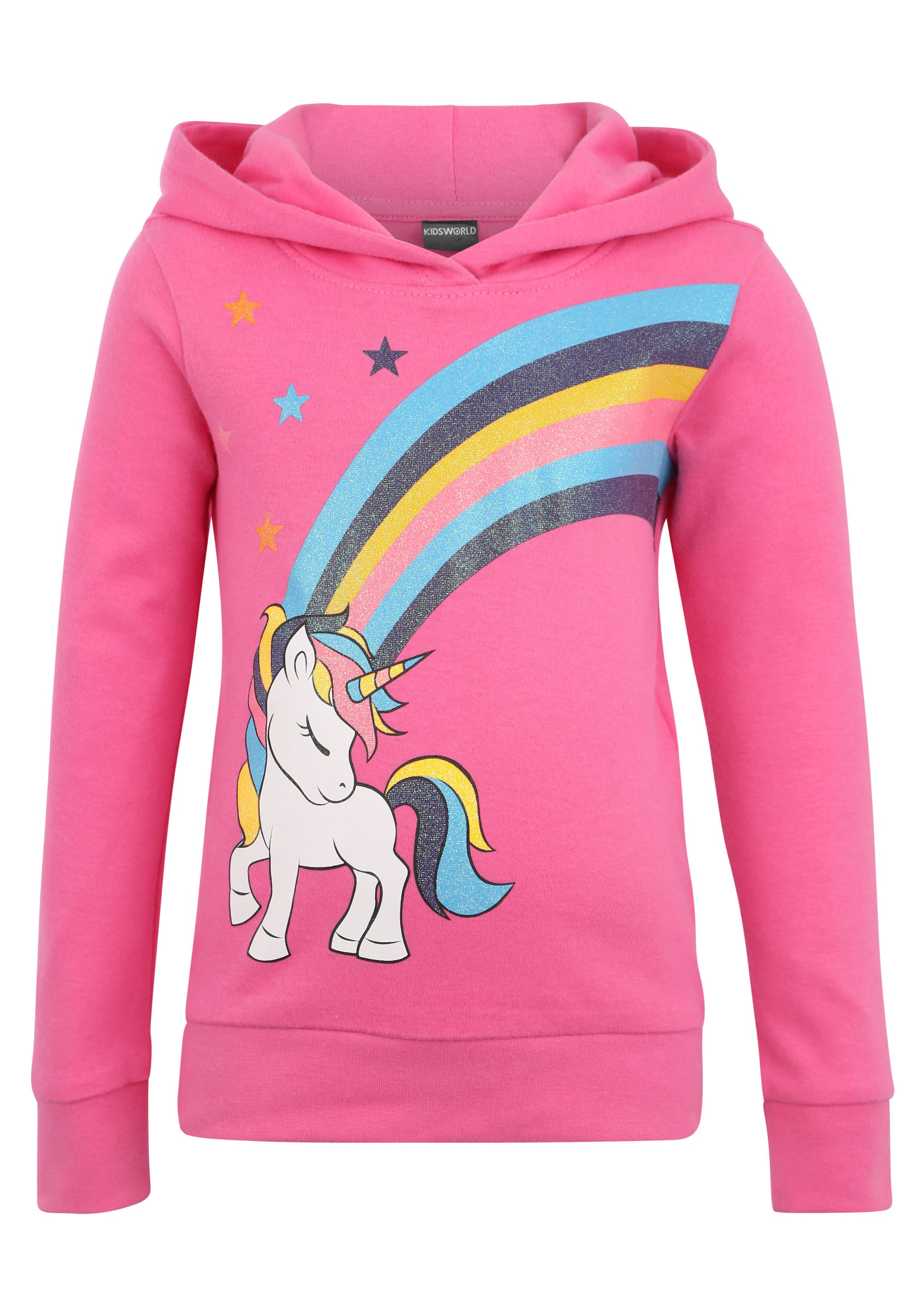 KIDSWORLD Langarmshirt »EINHORN Regenbogen«, Langarm, Basic-Passform, bedruckt, aus Baumwolle