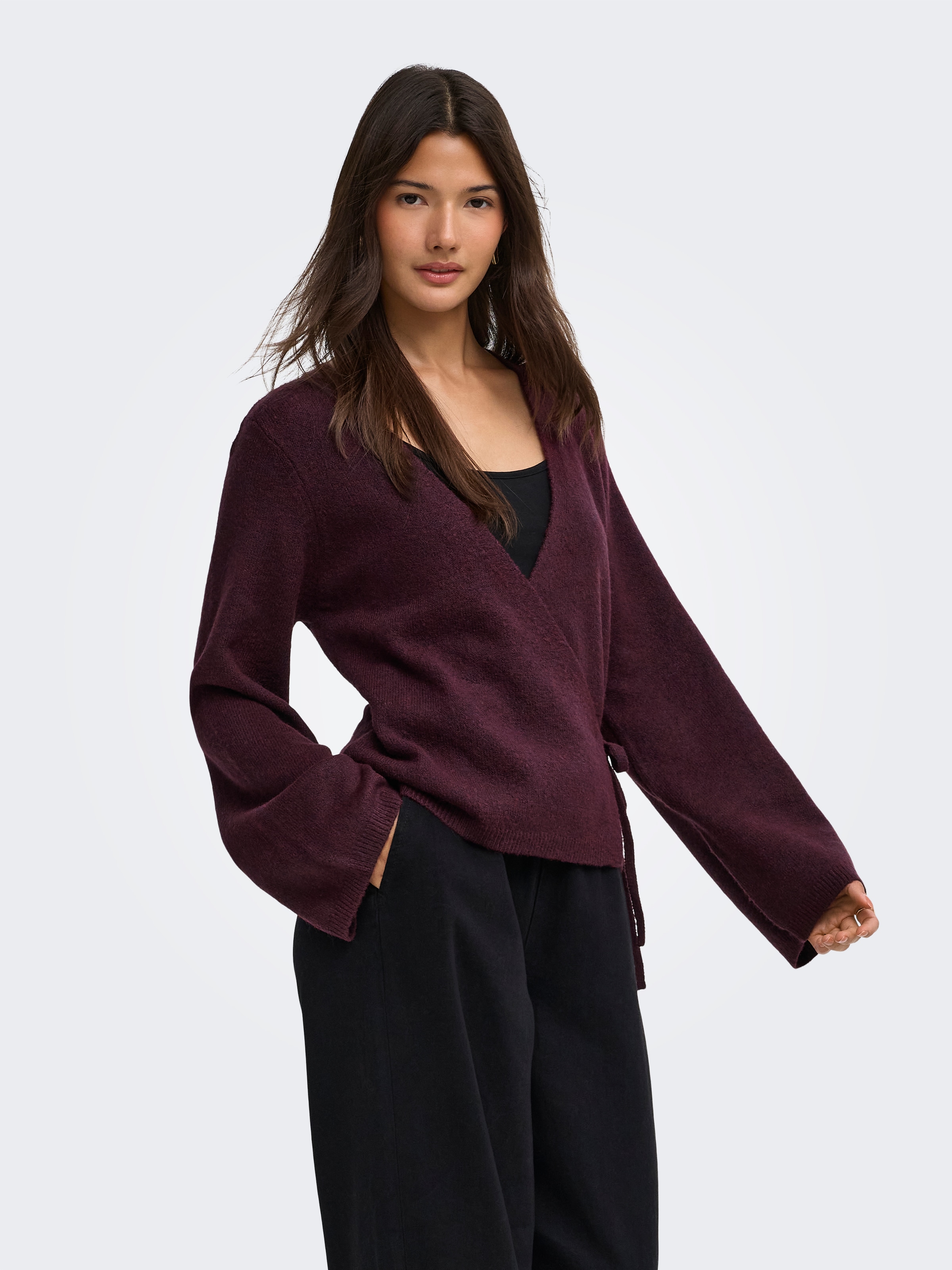 JDY Strickjacke »JDYSUPER BECKY L/S WRAP CARDI KNT NOOS« Materialmix