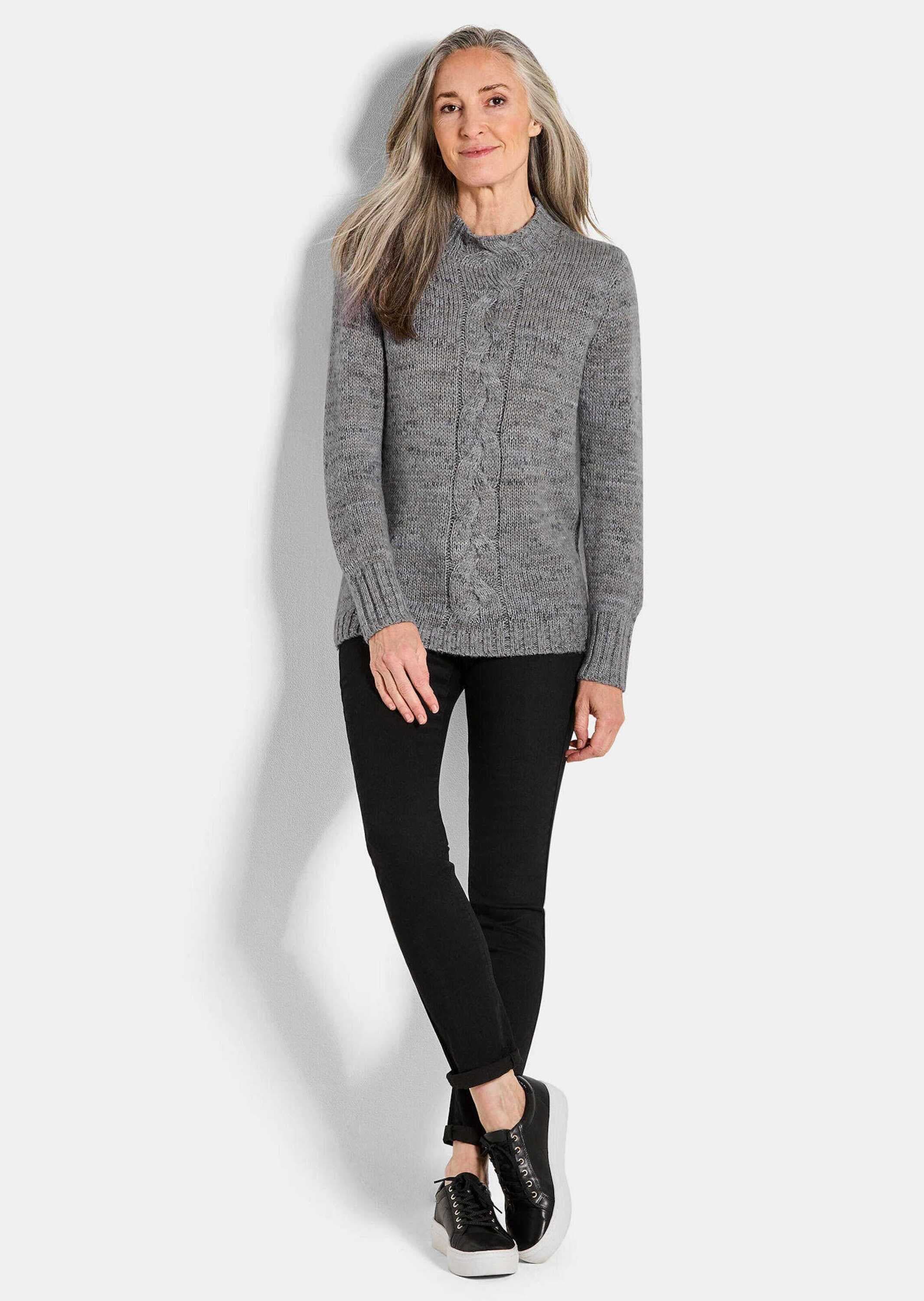 GOLDNER Rundhalspullover »Kurzgröße Hüftlanger Langarmpullover, Zopfstrick« keine/nicht relevant