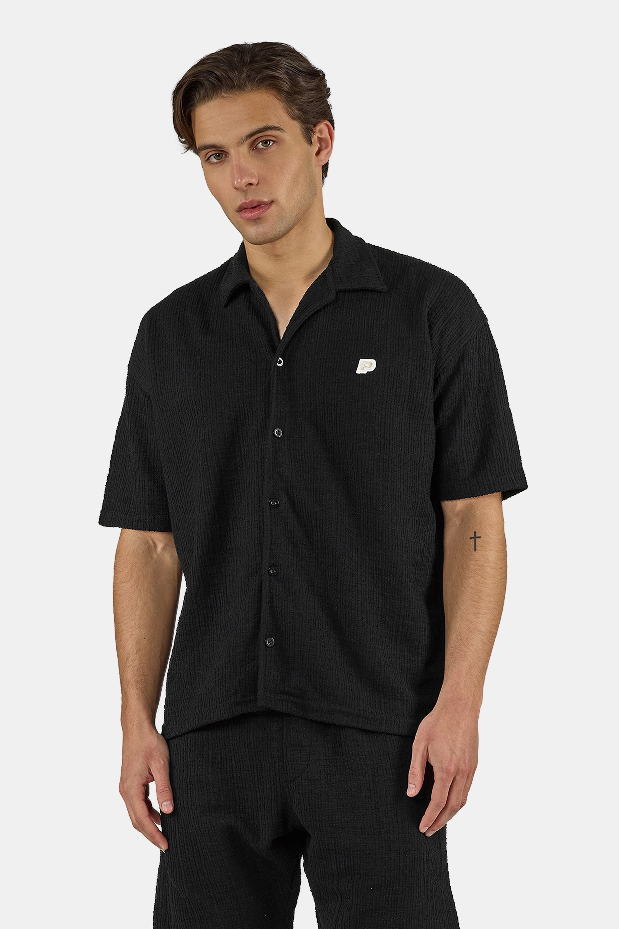 PEGADOR Kurzarmshirt »Libco Structured Knit Shirt« Materialmix, regular fit
