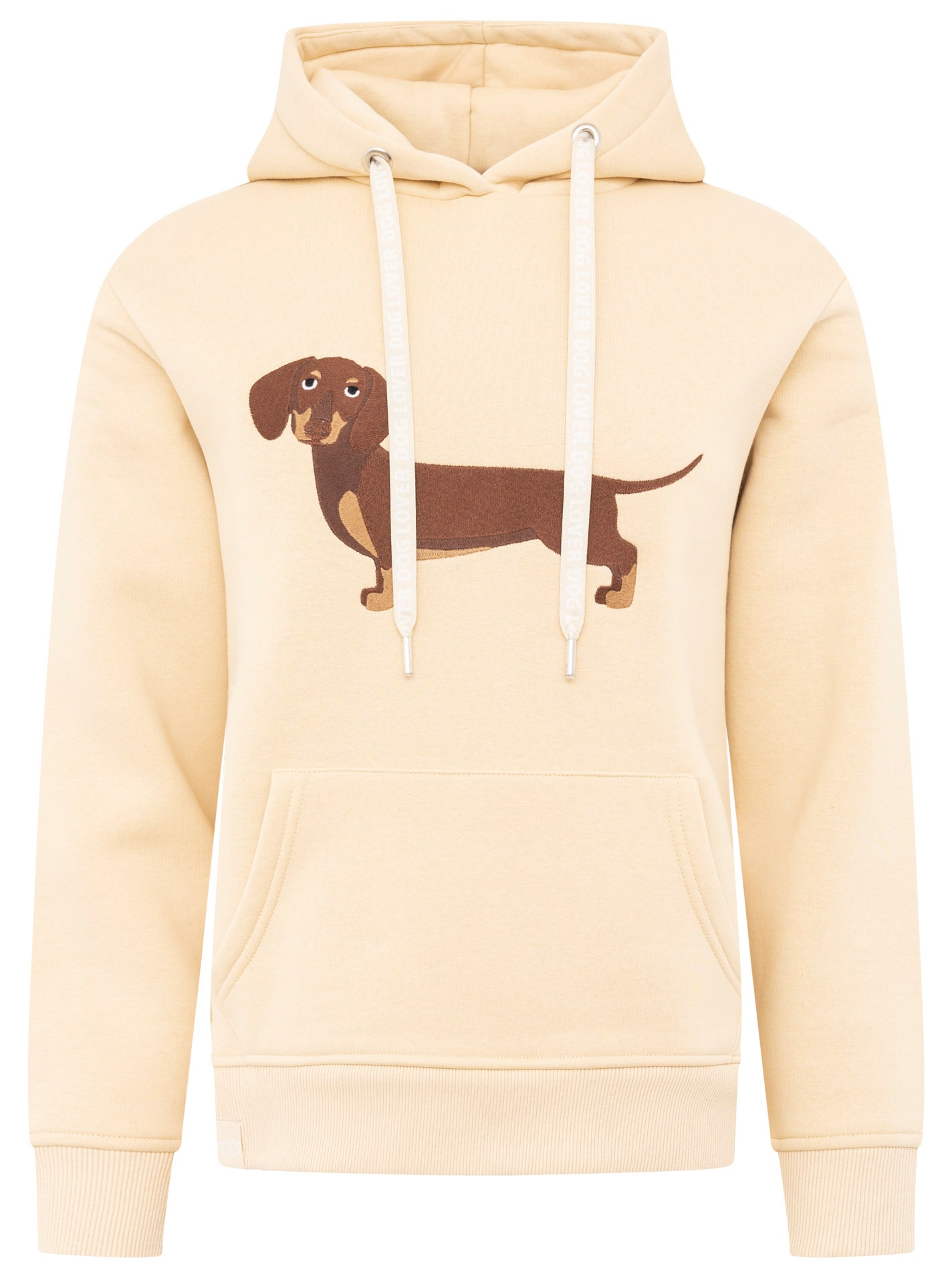 Zwillingsherz Hoodie »"Dackel"«, Stickerei vorne, weiche Fleeceinnenseite, bedruckte Kordel