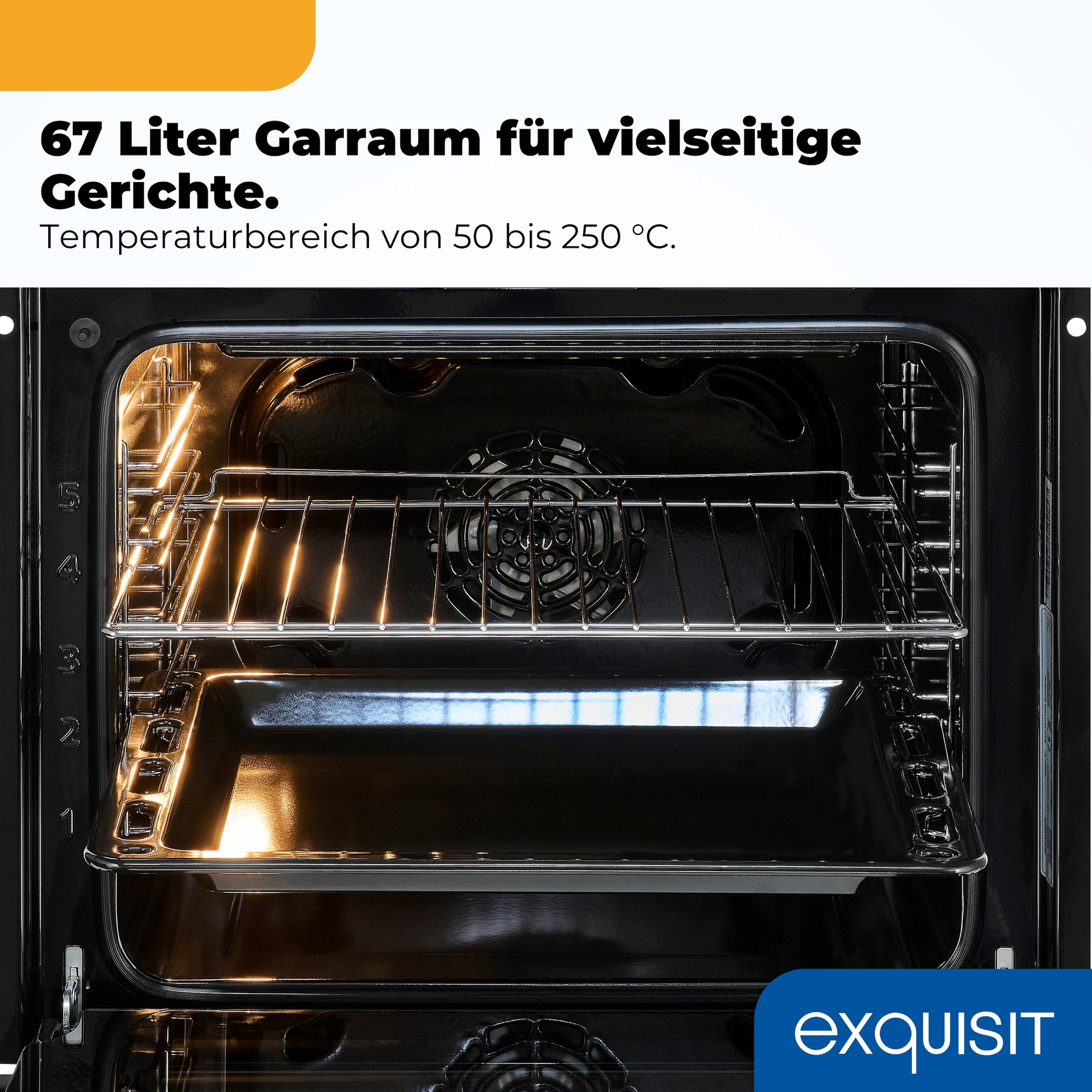 exquisit Elektro-Herd-Set »EHE367-U-120 mattschwarz-Set« Backofen;Glaskeramikkochfeld, 2 Stk. tlg. Modern, trendiges Mattschwarz,Umluft ideal für mehrere Plätzchenbleche