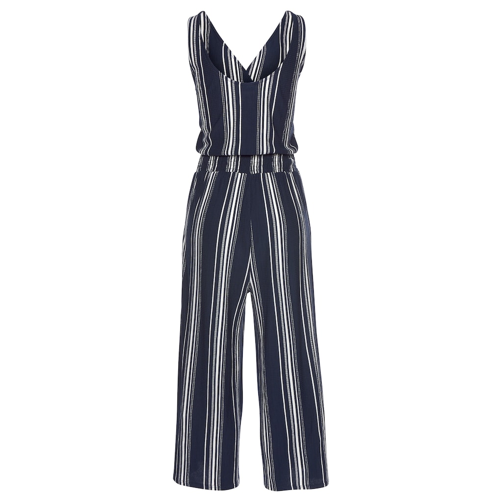 LASCANA Culotte-Overall, aus strukturierter Ware, sommerlicher Jumpsuit mit Streifen