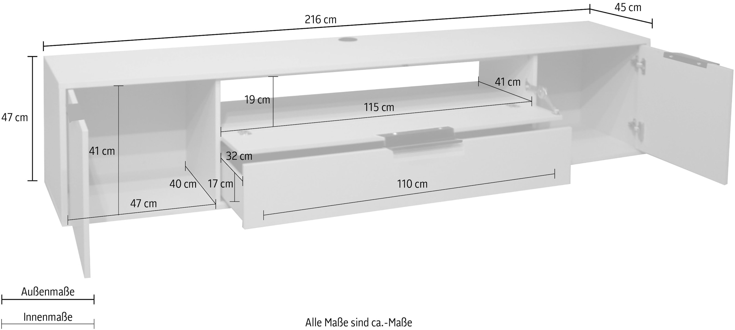 Mäusbacher Lowboard »Bonnie«, Breite 216 cm online bei OTTO