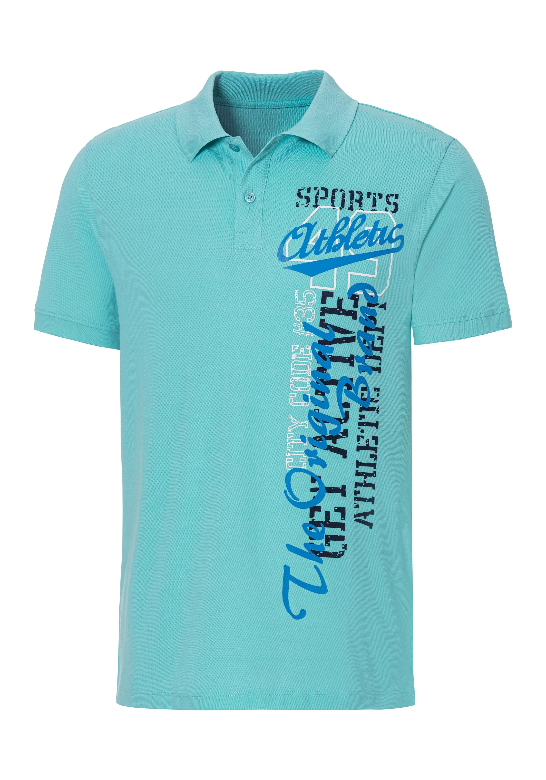 John Devin Poloshirt, mit großem Druck vorn aus Baumwoll-Piqué