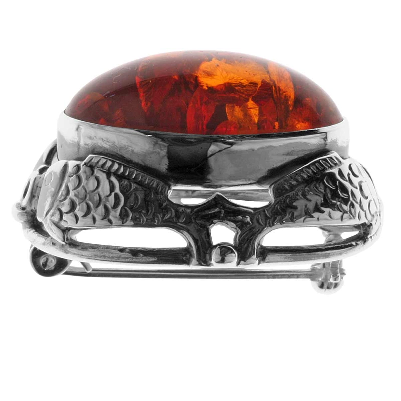 OSTSEE-SCHMUCK Brosche »- Fischland 28x23 mm - Silber 925/000 - Bernstein«