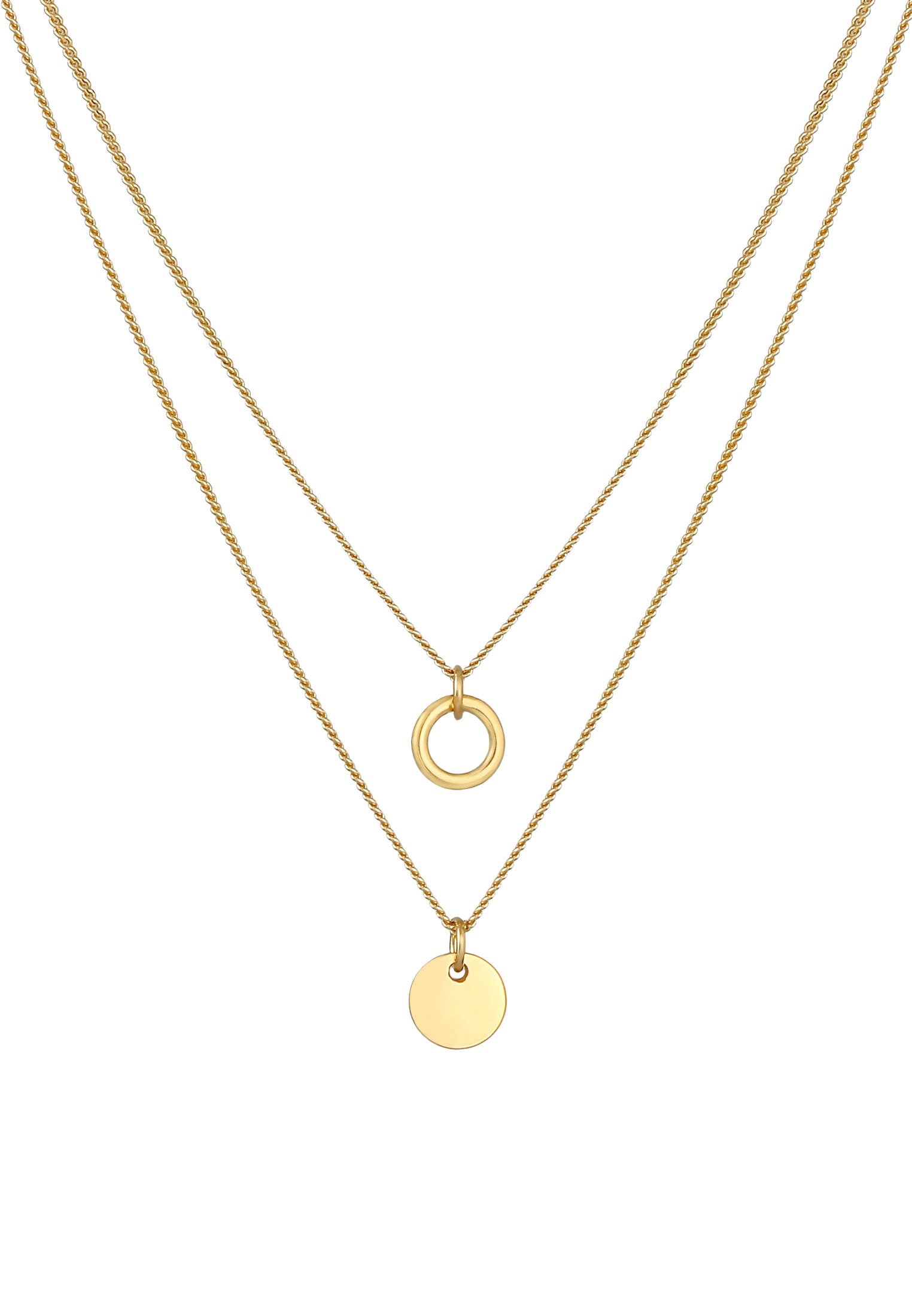 Elli Kette ohne Anhänger »Halskette Layering Kreise Plättchen Zweireihig 925 Silber«