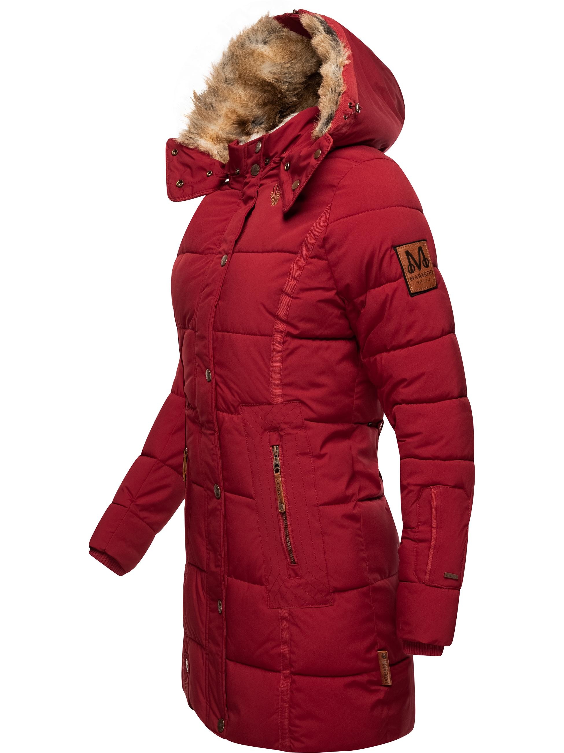 Marikoo Wintermantel »Wintermantel Lieblings Jacke«, stylischer Winter Steppmantel m. Kunstpelz-Kapuze